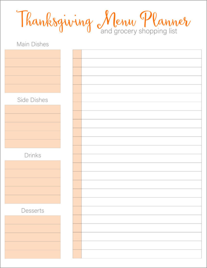 Planning a Thanksgiving Dinner Worksheet