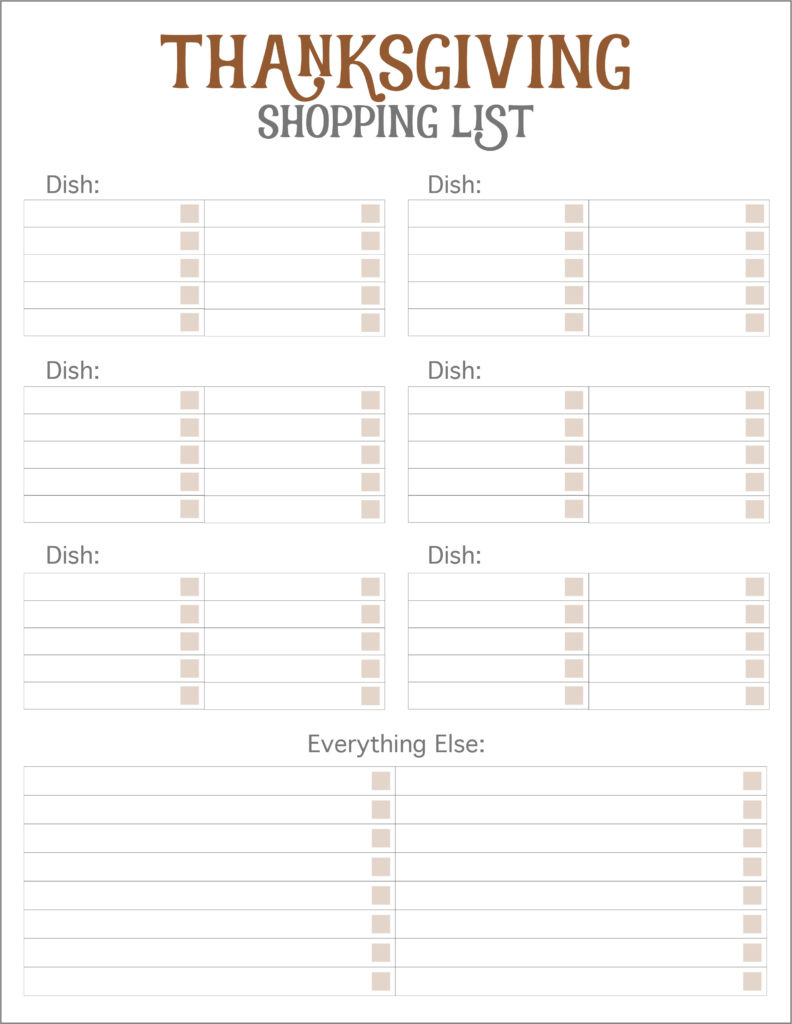 Thanksgiving Meal Planners &amp;amp; Shopping List Printables - Free regarding Thanksgiving Grocery List Printable