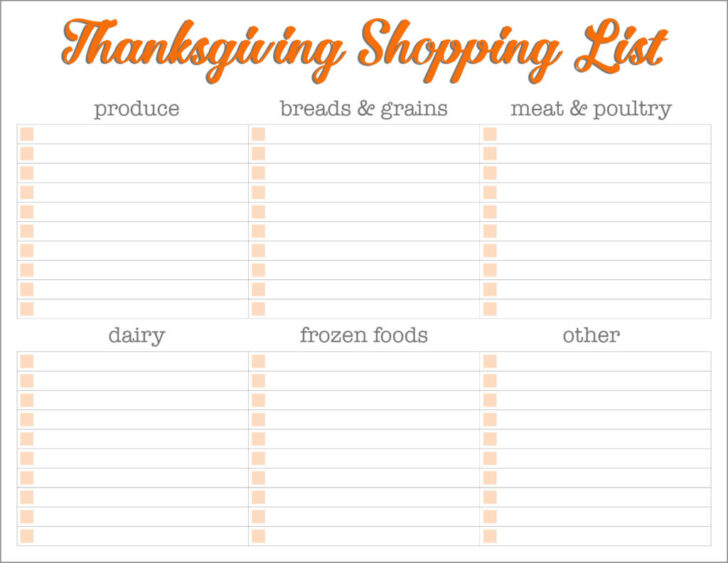 Thanksgiving List Printable