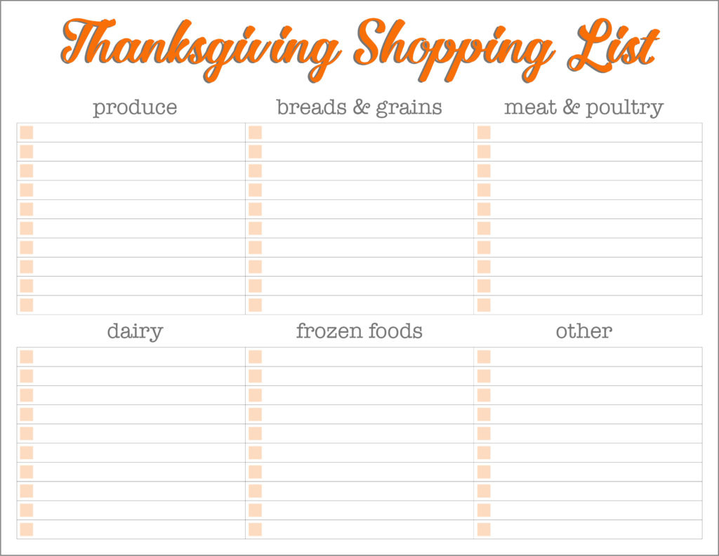 Thanksgiving Meal Planners &amp;amp; Shopping List Printables - Free throughout Thanksgiving List Printable