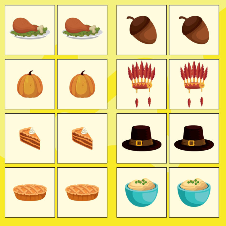 Thanksgiving Memory Game Printable