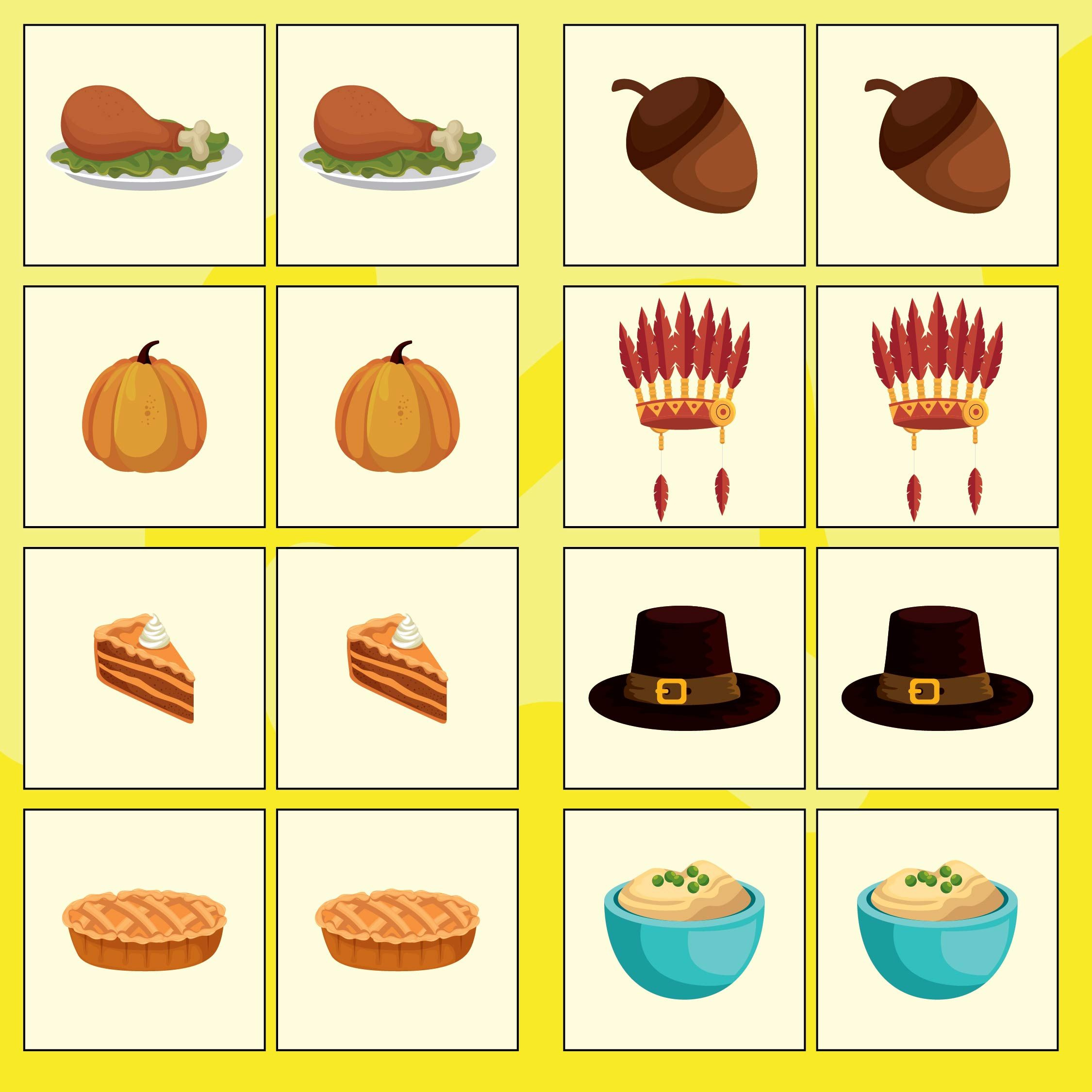 Thanksgiving Memory Game - 13 Free Pdf Printables | Printablee for Thanksgiving Memory Game Printable