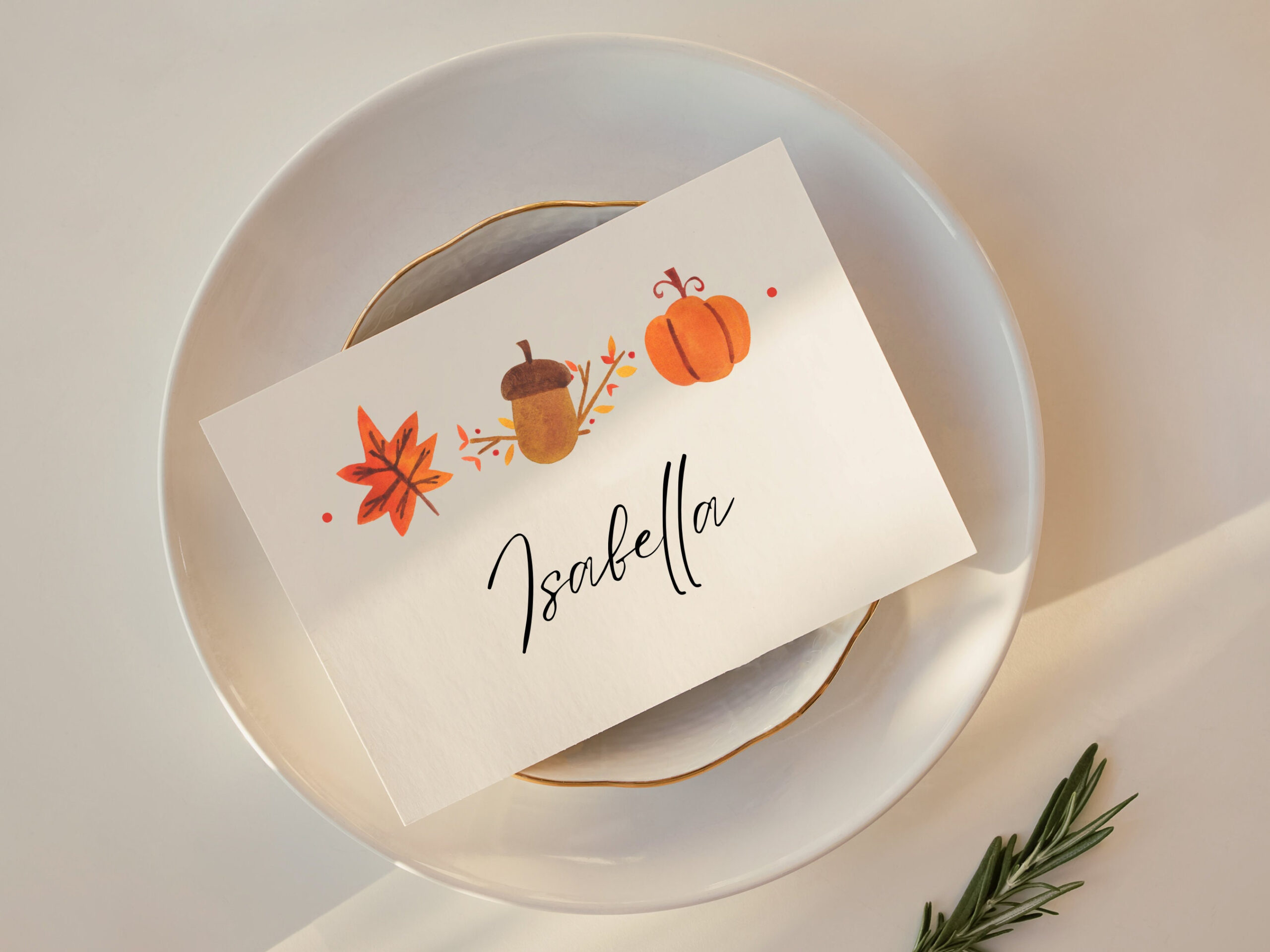 Thanksgiving Name Cards Template, Minimalist Fall Place Cards pertaining to Thanksgiving Name Place Cards