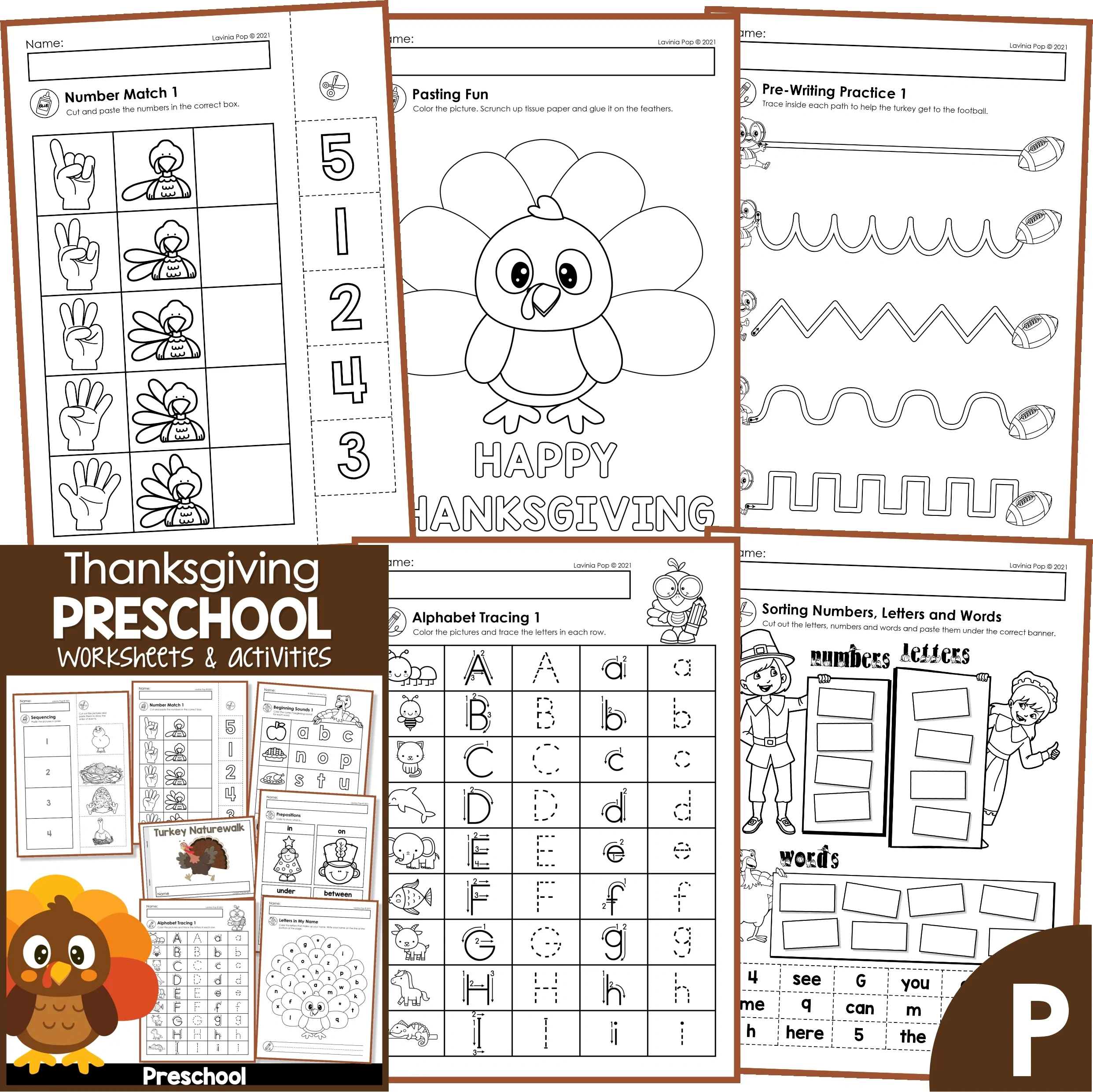 Thanksgiving No Prep Preschool Worksheets &amp;amp; Activities - In My World for Pre K Thanksgiving Worksheets