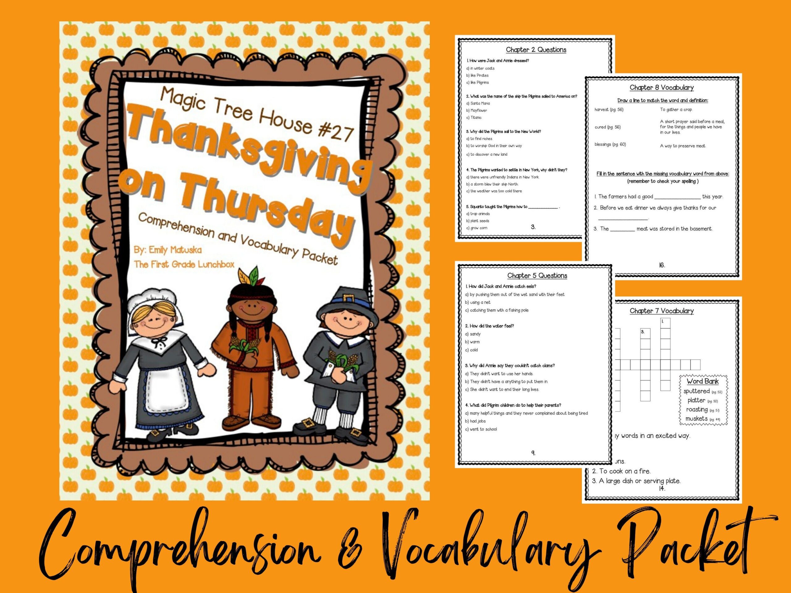 Thanksgiving On Thursday: Comprehension And Vocabulary Packet intended for Magic Tree House Thanksgiving On Thursday Worksheets