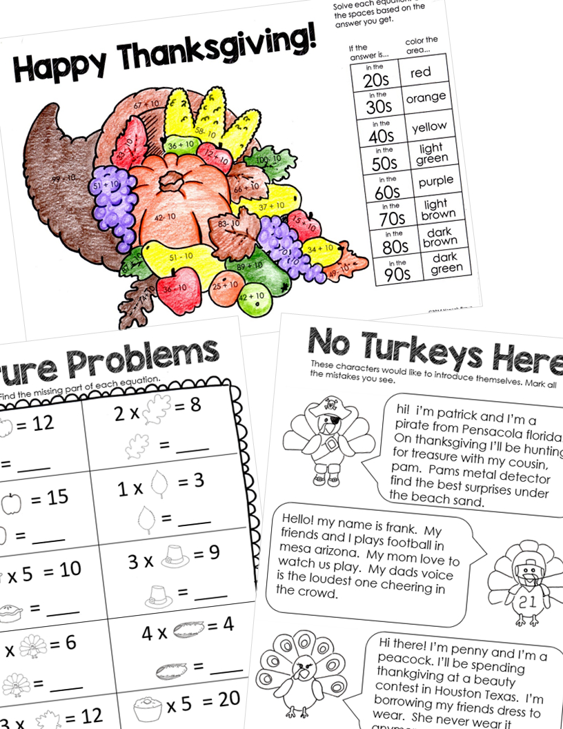 Thanksgiving Packet 3Rd throughout Thanksgiving Math Worksheets 3rd Grade