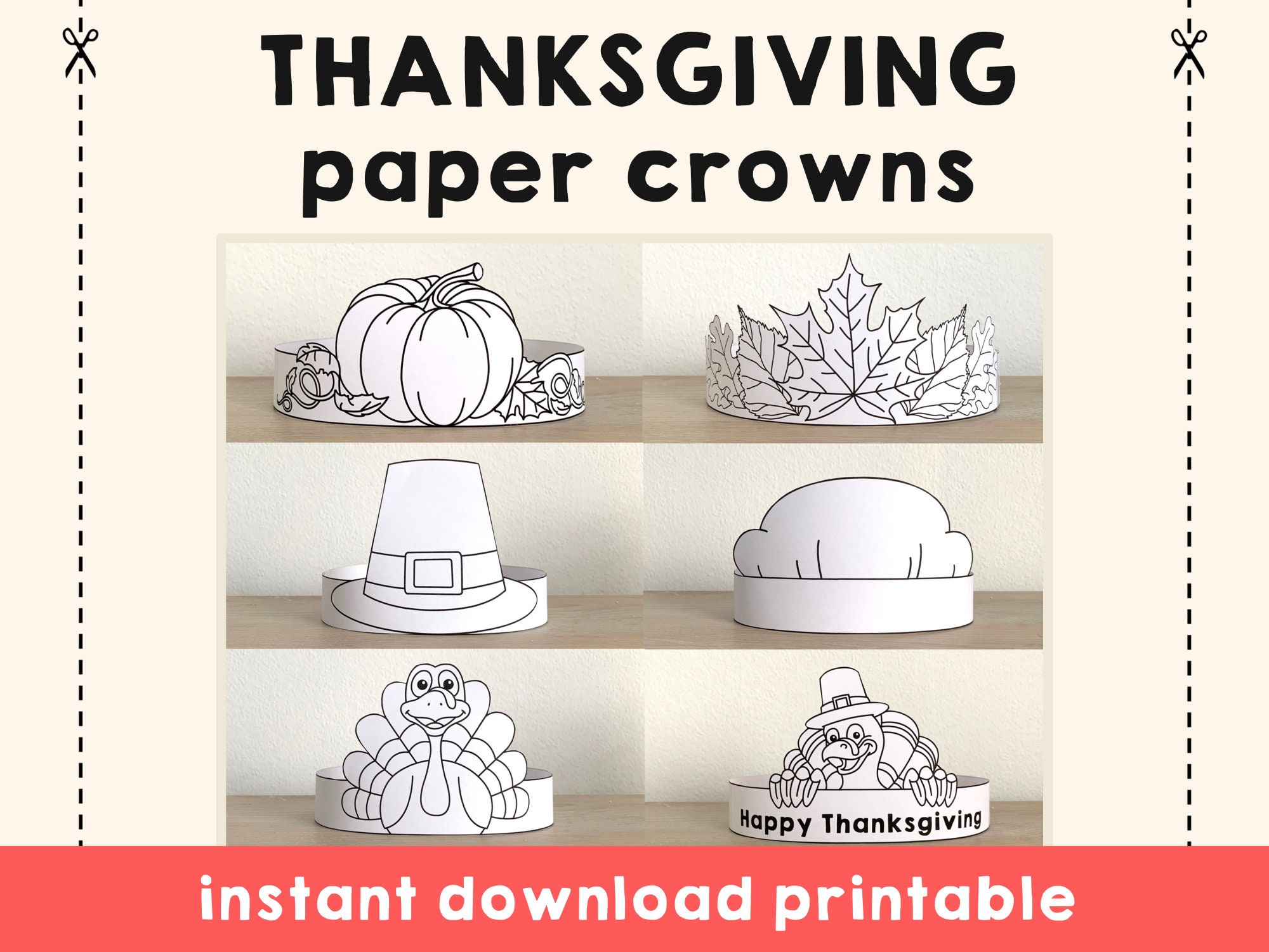 Thanksgiving Paper Crowns Craft Coloring Printable Kids Pilgrim throughout Thanksgiving Crown Printable