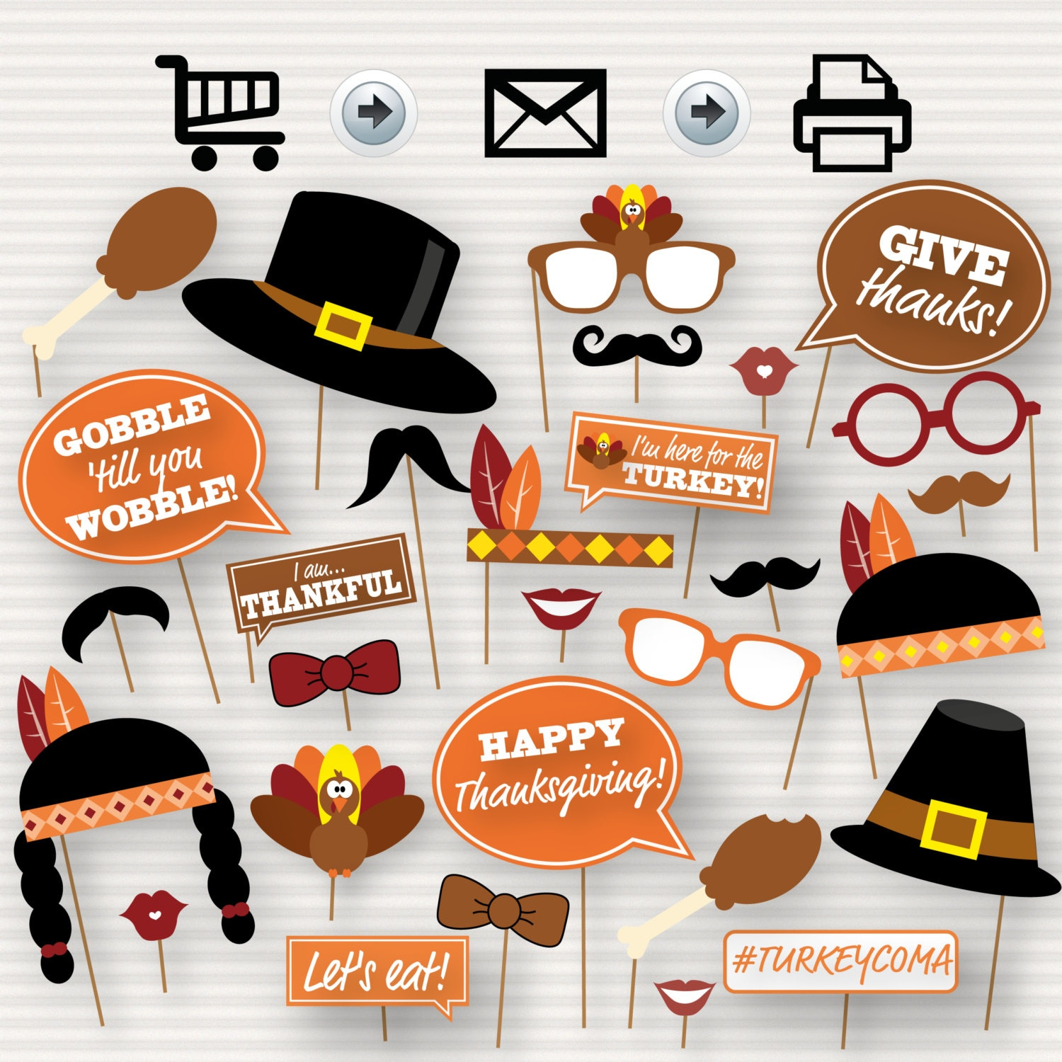 Thanksgiving Party Printable Photo Booth Props Glasses, Hats, Ties with regard to Free Printable Thanksgiving Photo Booth Props