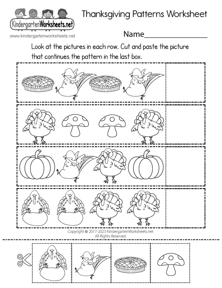 Thanksgiving Cut And Paste Worksheets