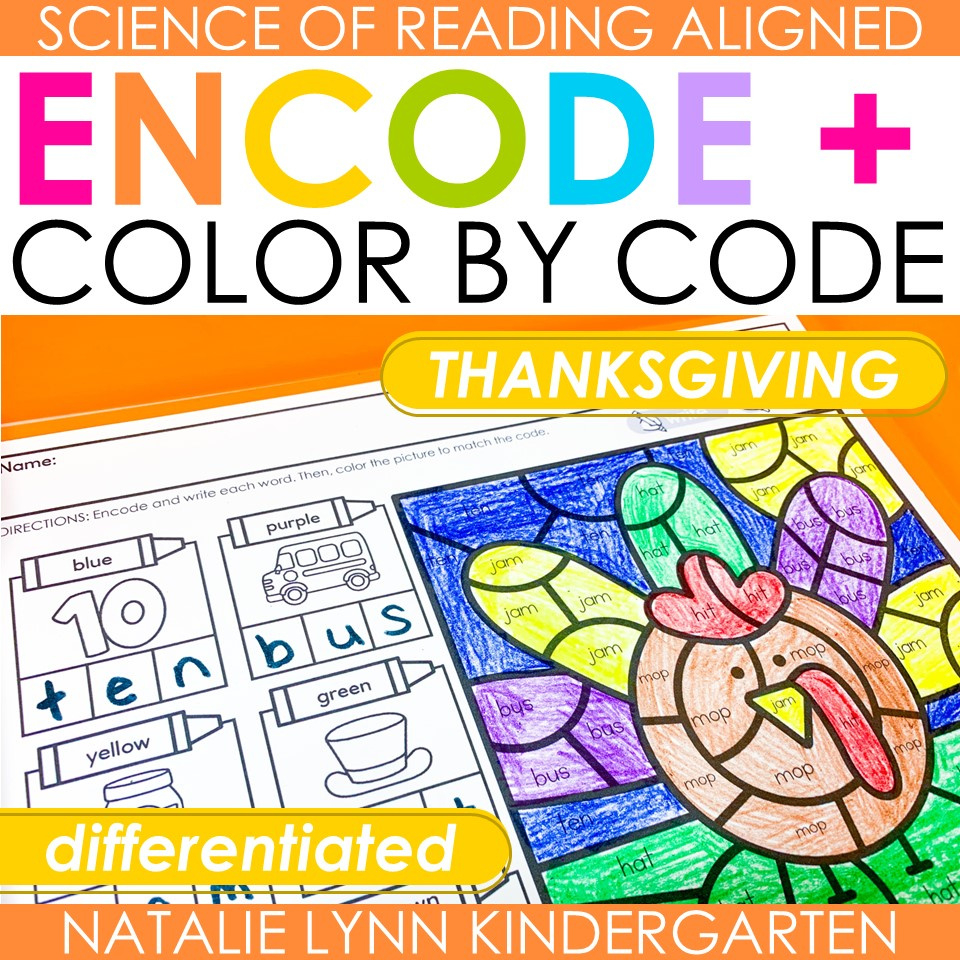 Thanksgiving Phonics Encode And Colorcode Worksheets Science with Thanksgiving Phonics Worksheets