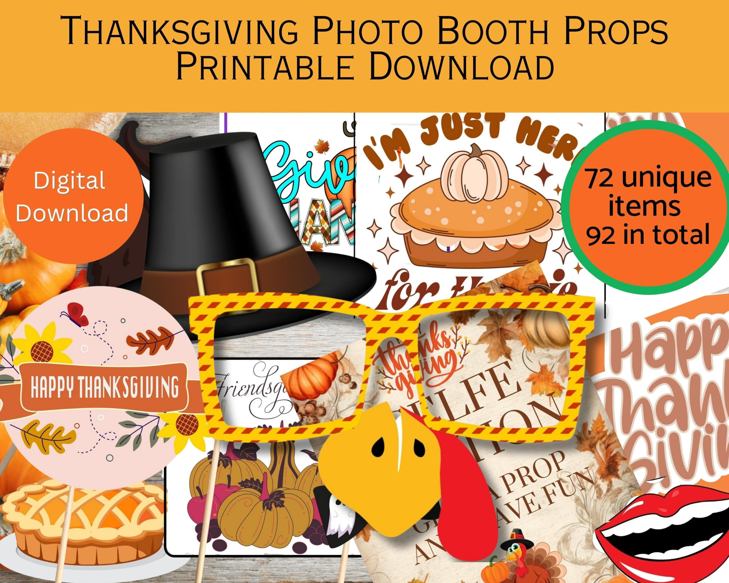 Thanksgiving Photo Booth Props Printable Download, Diy Props with regard to Free Printable Thanksgiving Photo Booth Props