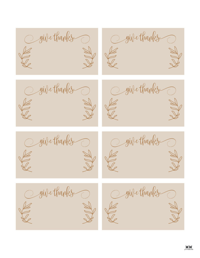 Thanksgiving Place Cards - 15 Free Printable Sets | Printabulls for Free Editable Thanksgiving Place Cards