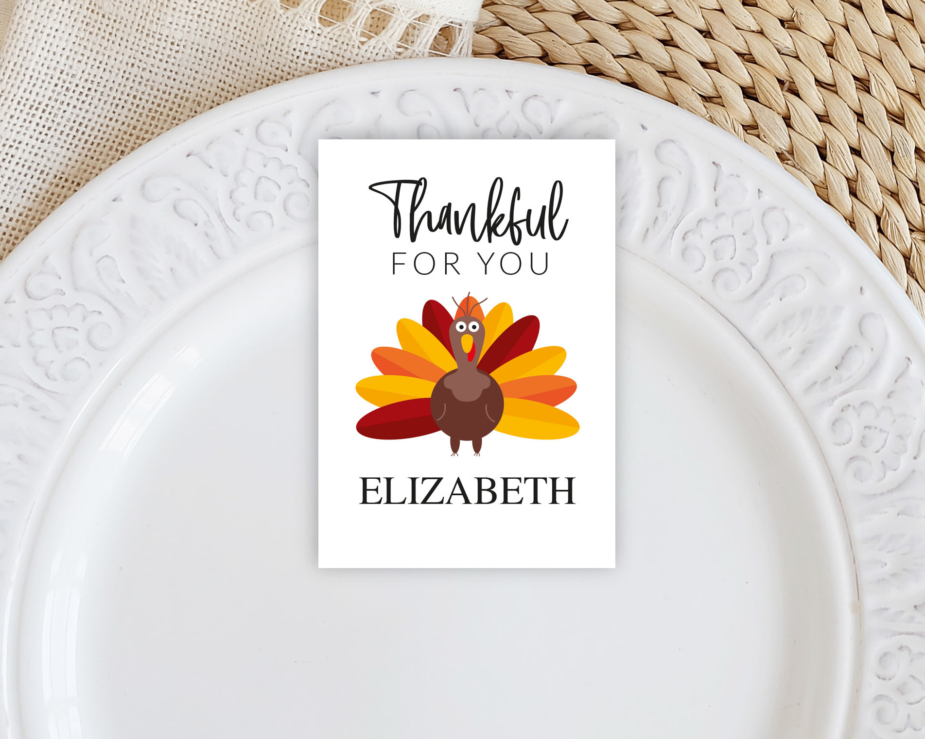 Thanksgiving Place Cards Printable Personalized Table Setting Name with regard to Personalized Thanksgiving Place Cards