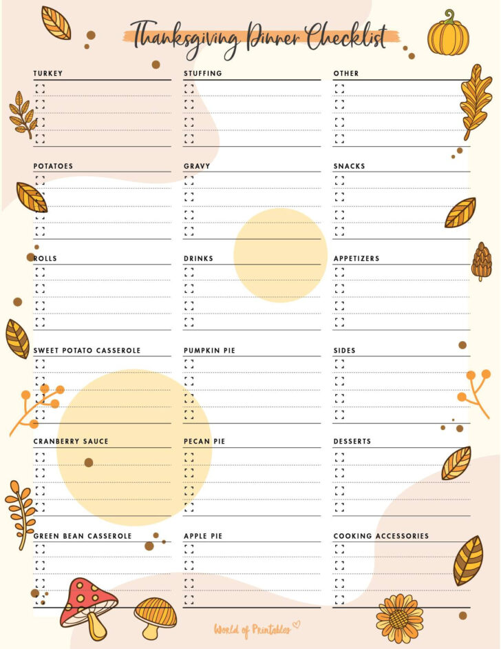 Free Printable Thanksgiving Meal Thanksgiving Planner