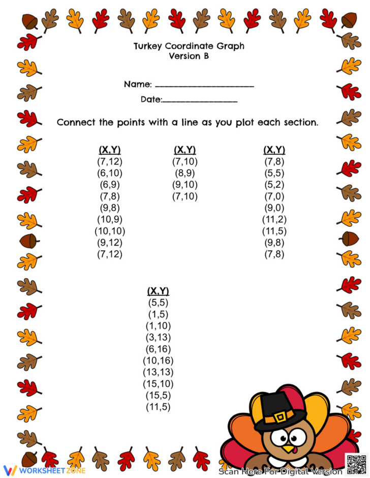 Thanksgiving Plotting Points Worksheet