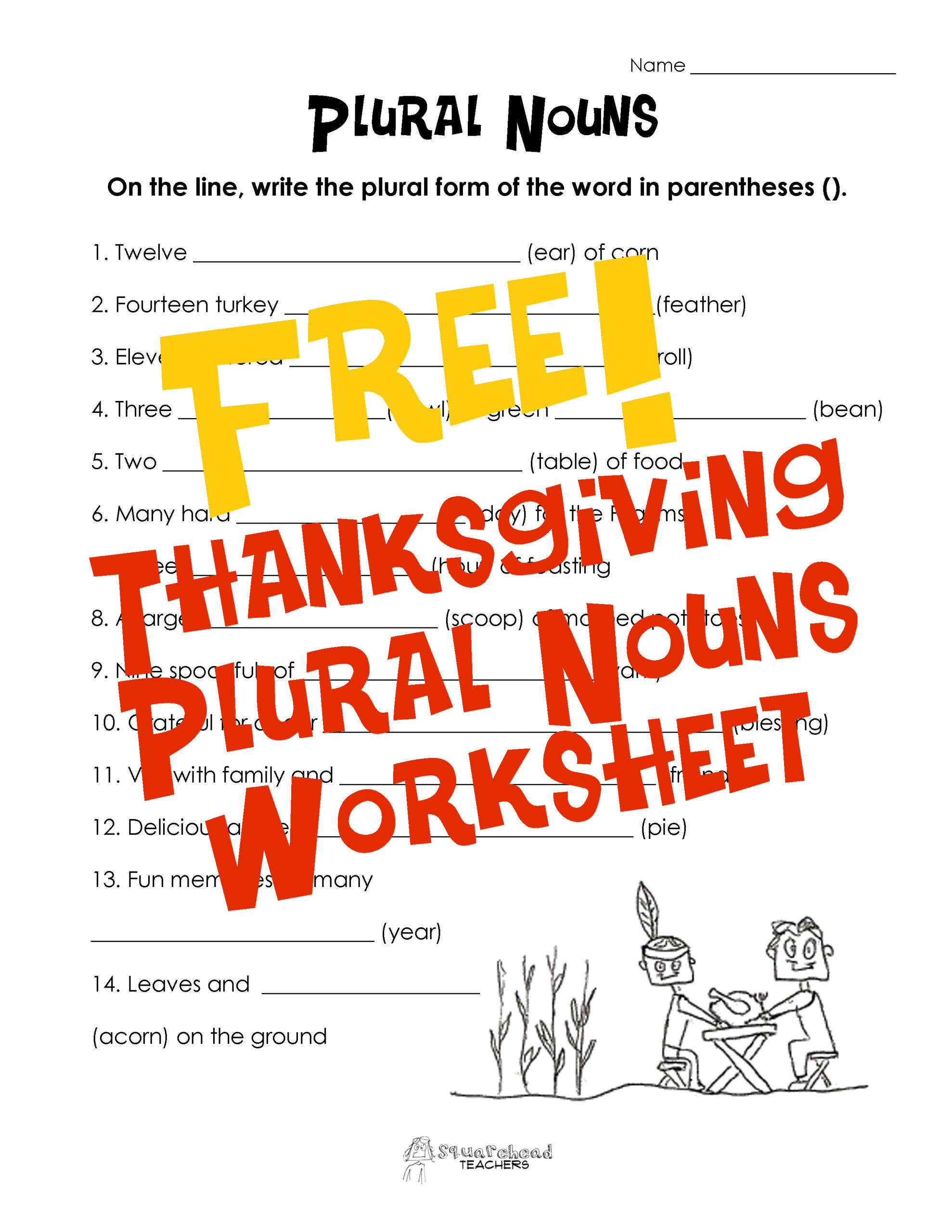 Thanksgiving Plural Nouns Worksheet Updated | Squarehead Teachers throughout Thanksgiving Nouns Worksheets