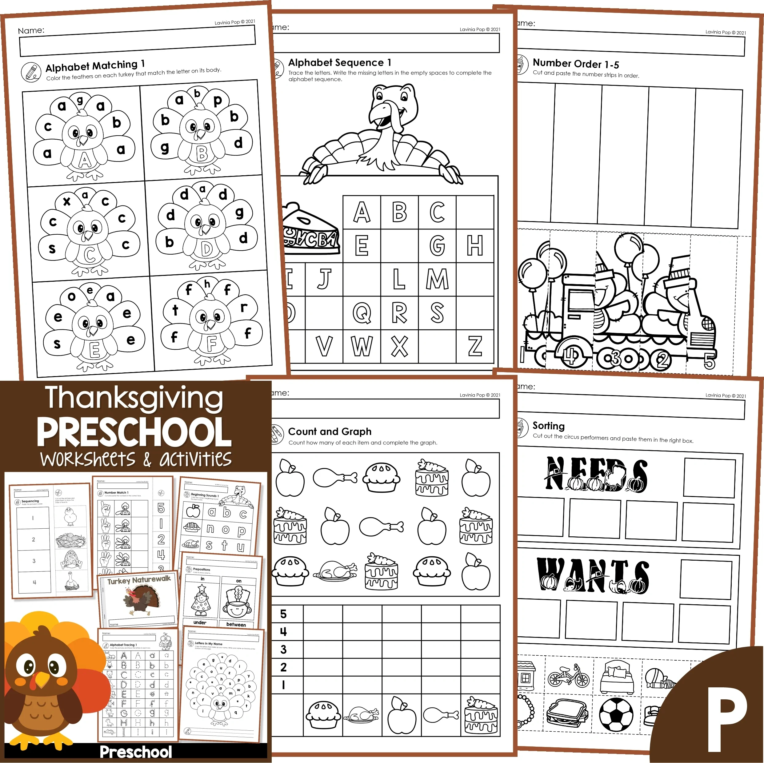 Thanksgiving Preschool Worksheets And Activities No Prep in Thanksgiving Printable Worksheets