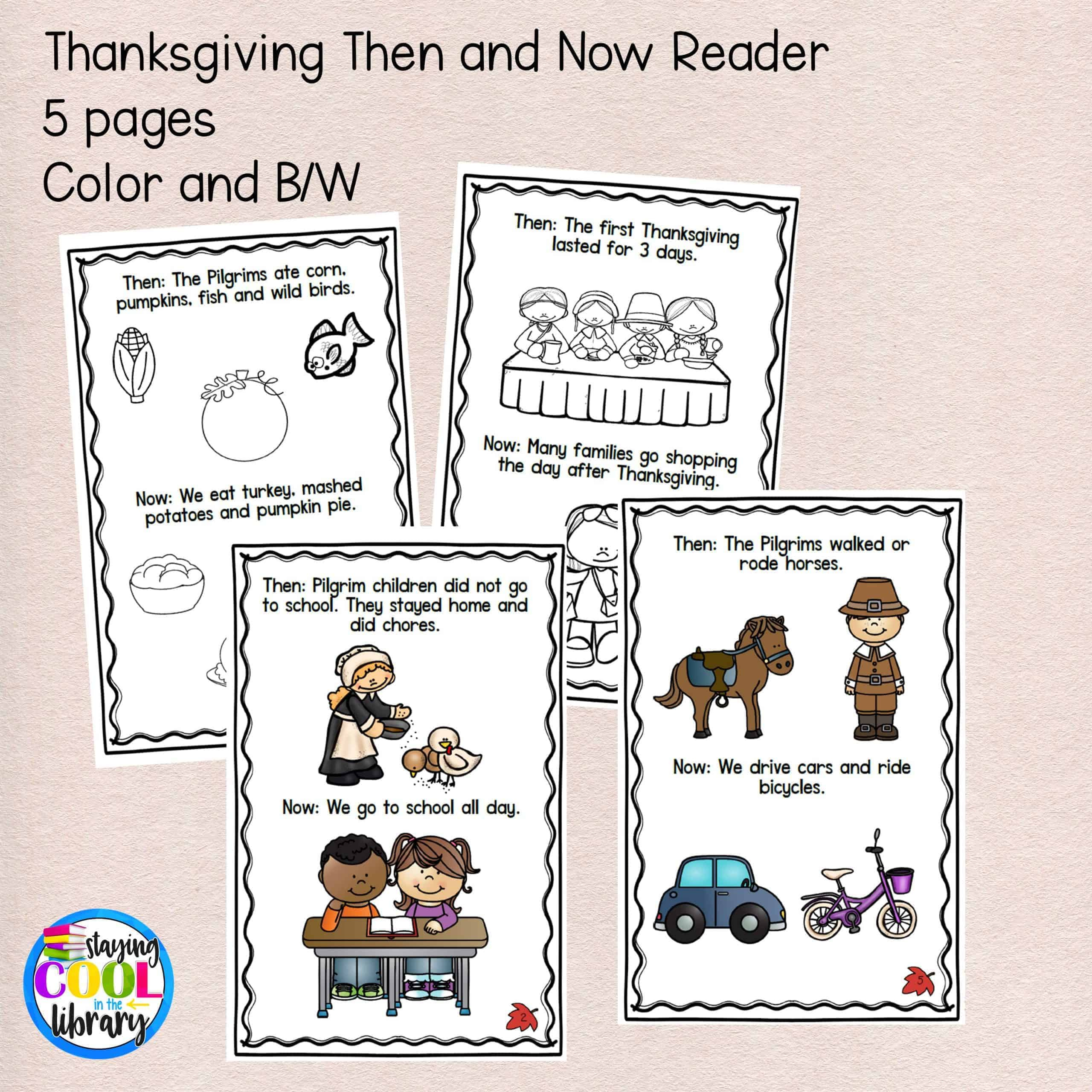 Thanksgiving Print And Digital Mini Books - Staying Cool In The within Thanksgiving Then And Now Worksheet