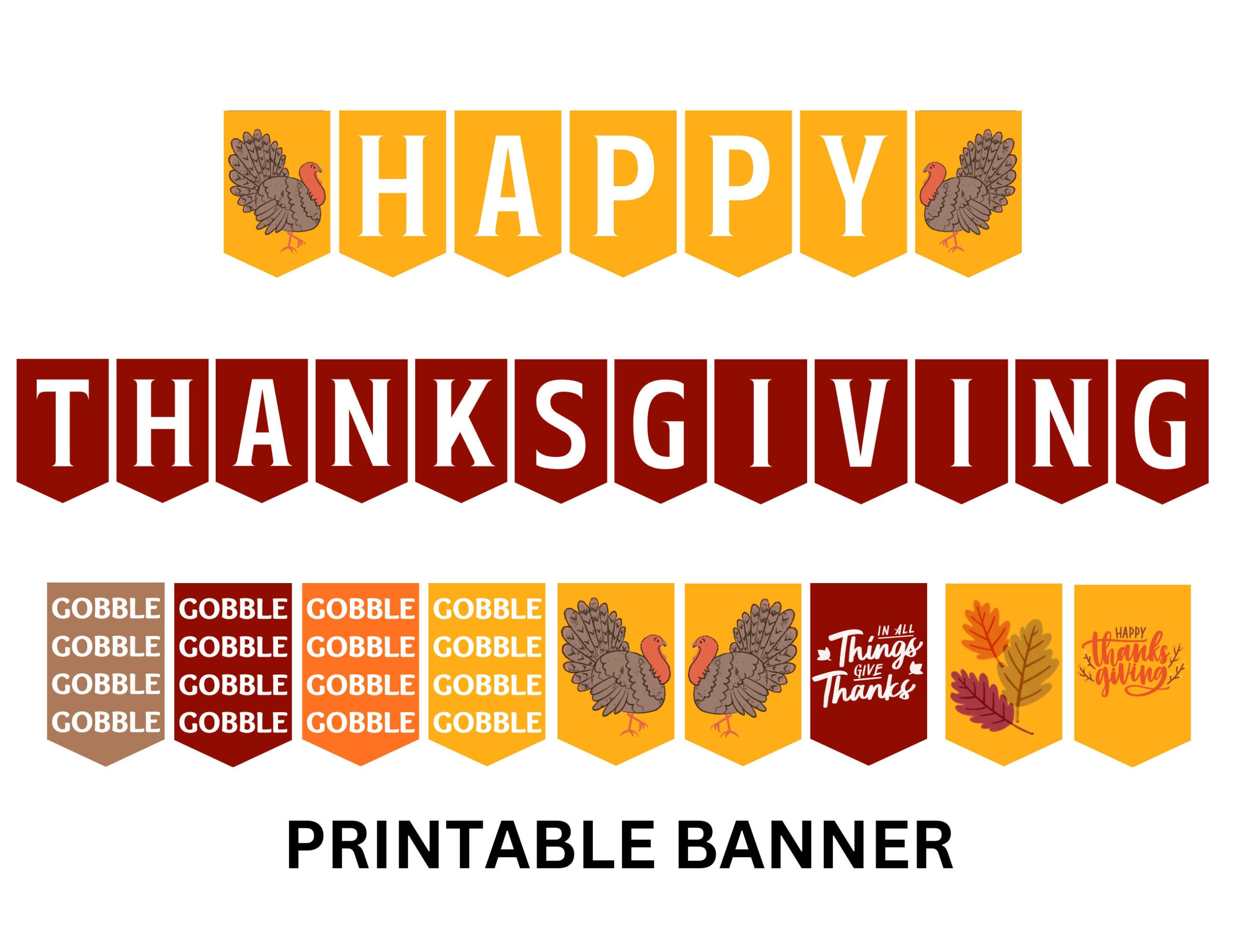 Thanksgiving Printable Banner, Happy Thanksgiving Printable Sign for Thanksgiving Printables Banner