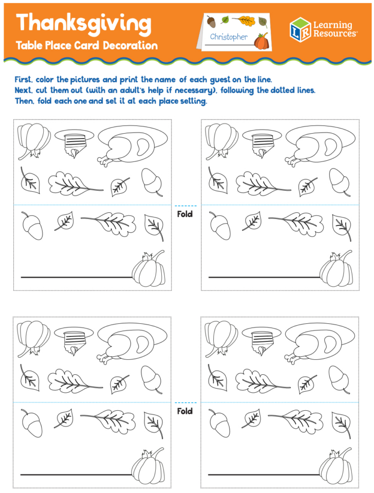 Thanksgiving Dinner Place Cards Printable