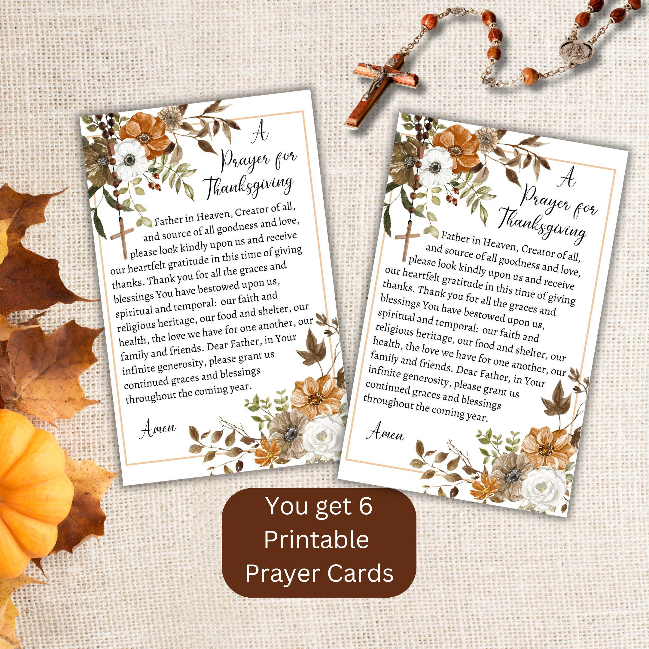 Thanksgiving Printable Prayer Cards, Catholic Prayer Card, Prayer throughout Thanksgiving Prayer Cards