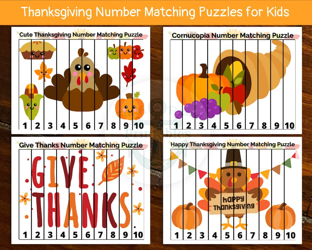 Thanksgiving Puzzles, Kids Thanksgiving Number Matching Puzzles, Thanksgiving Activities For Preschool, Count To 10, Thanksgiving Mini Books - Etsy pertaining to Printable Thanksgiving Puzzles