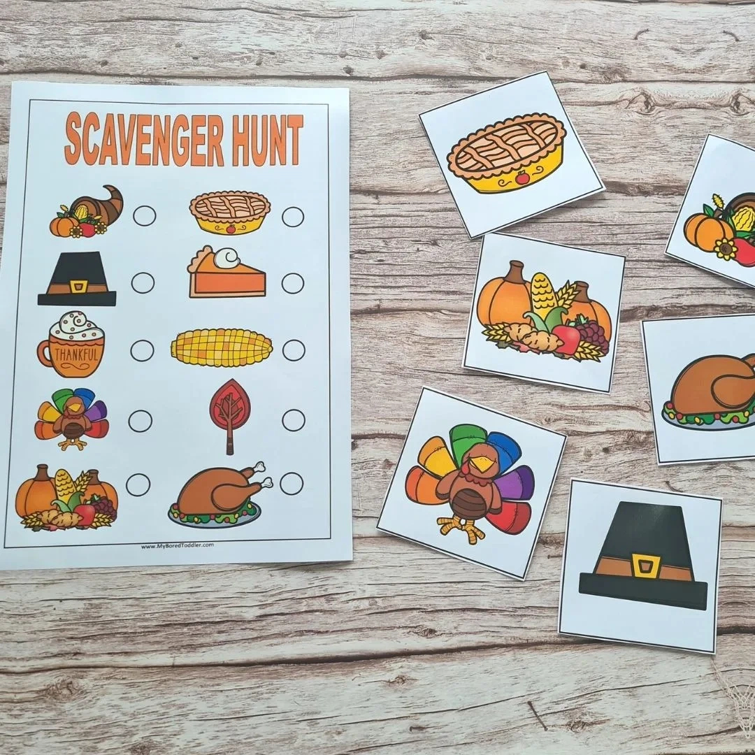 Thanksgiving Scavenger Hunt For Toddlers - Free Printable - intended for Thanksgiving Scavenger Hunt Free Printable