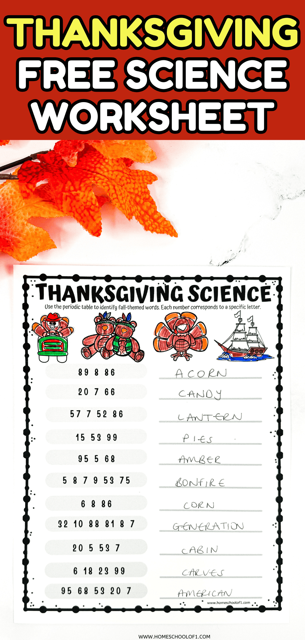 Thanksgiving Science Worksheet (Fun With The Periodic Table) regarding Chemistry Thanksgiving Worksheet