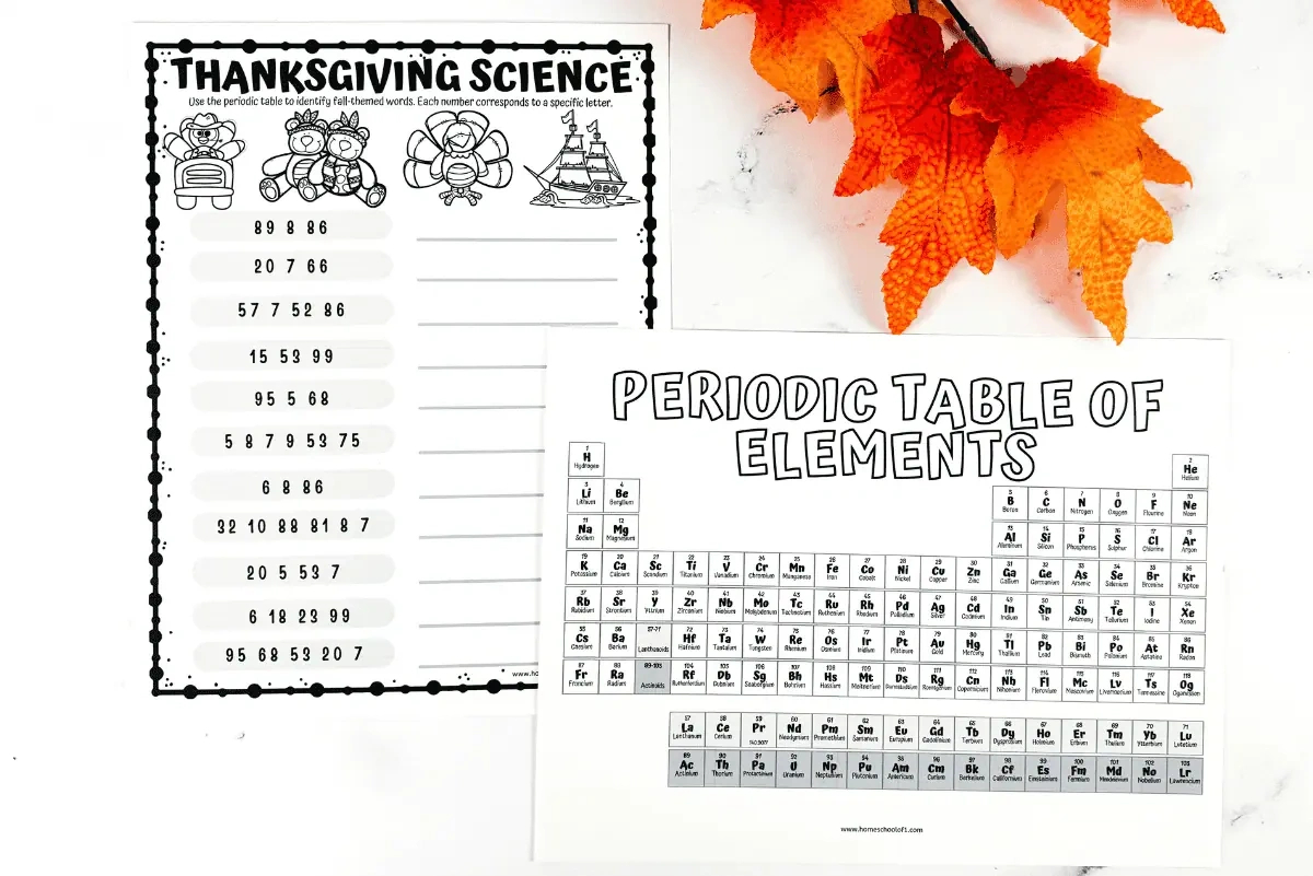 Thanksgiving Science Worksheet (Fun With The Periodic Table) with Thanksgiving Chemistry Worksheet