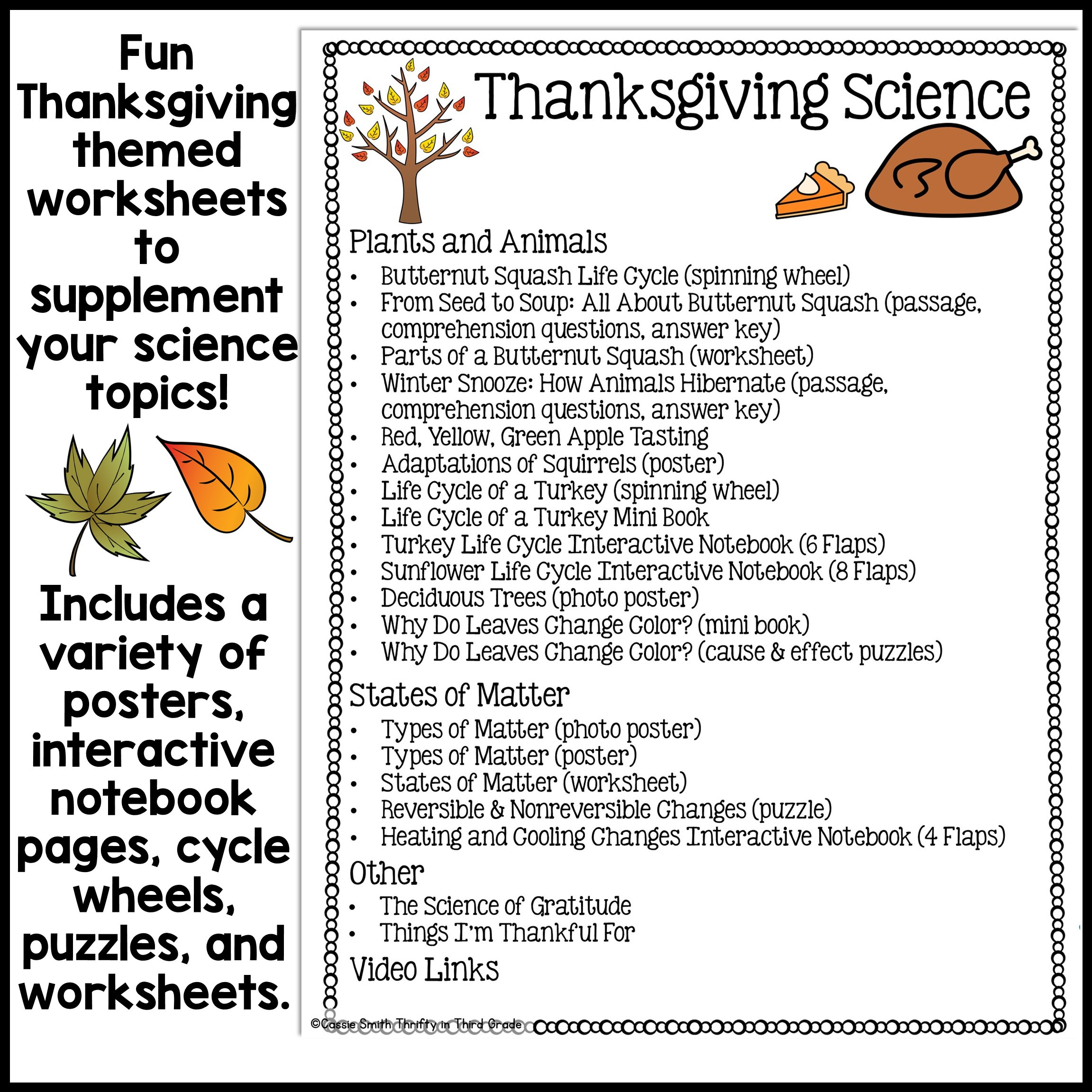 Thanksgiving Science Worksheets No Prep Acitivities - Thrifty In Third Grade for Science Thanksgiving Worksheets