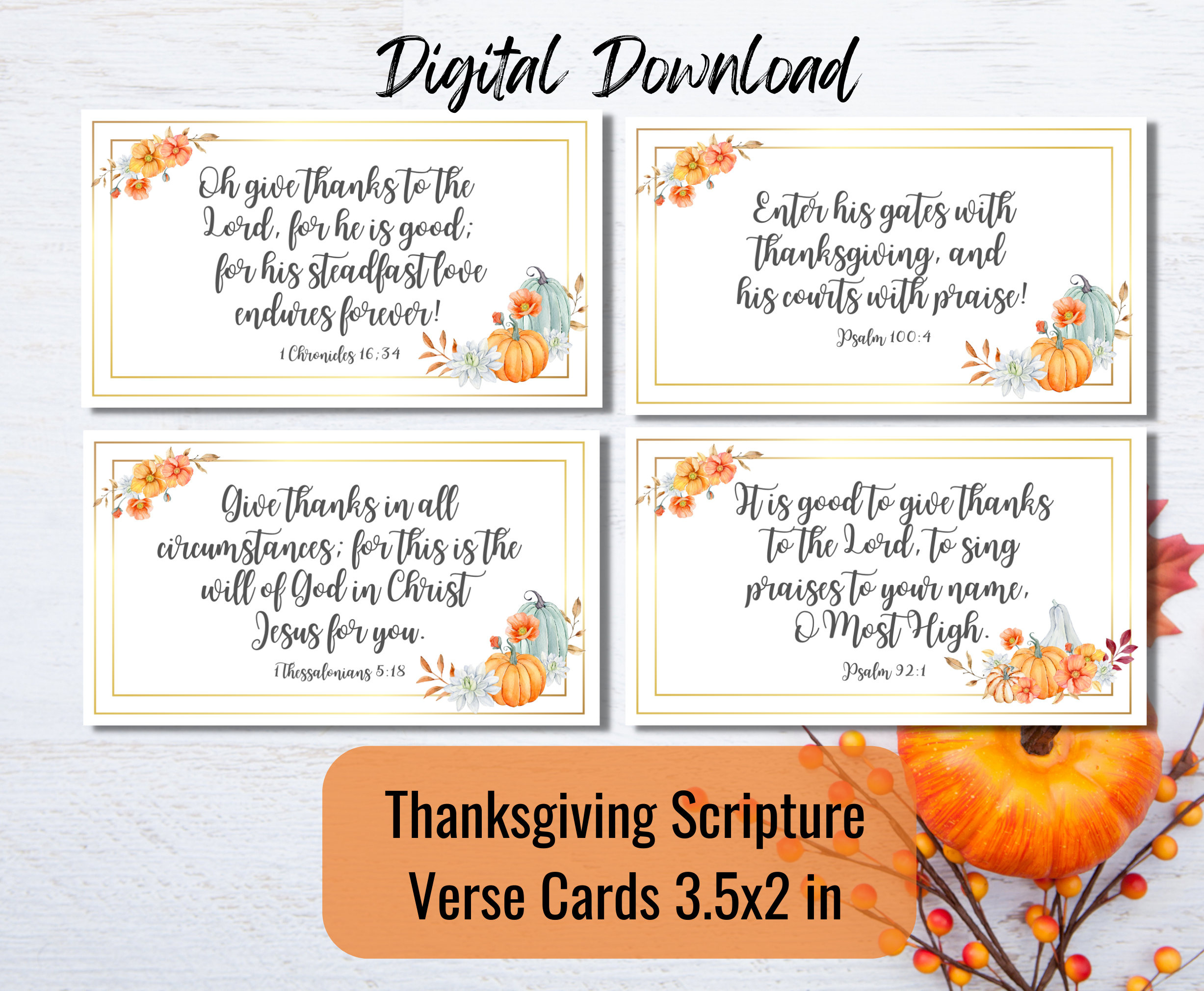 Thanksgiving Scripture Verse Printable Cards, Digital Download inside Verses For Thanksgiving Cards