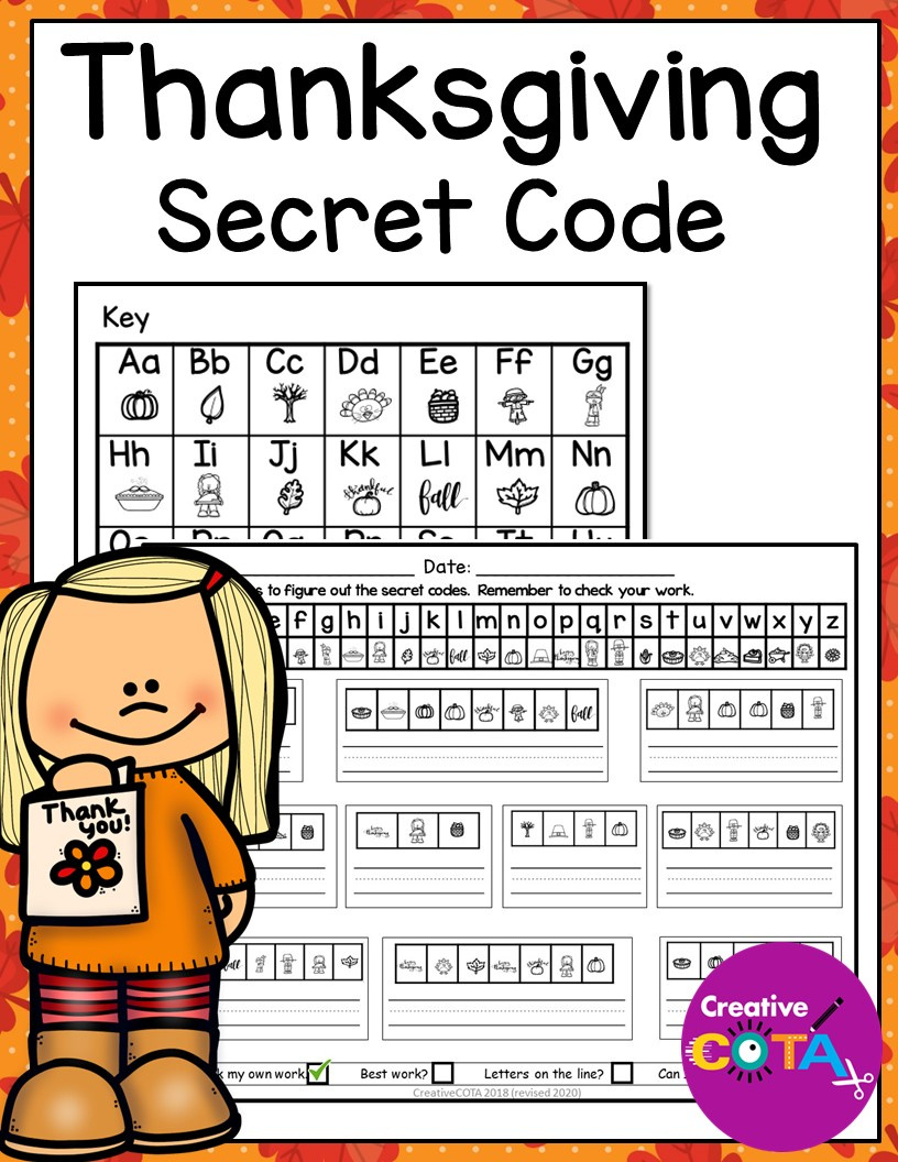 Thanksgiving Secret Code Worksheets - Your Therapy Source pertaining to Thanksgiving Code Worksheet