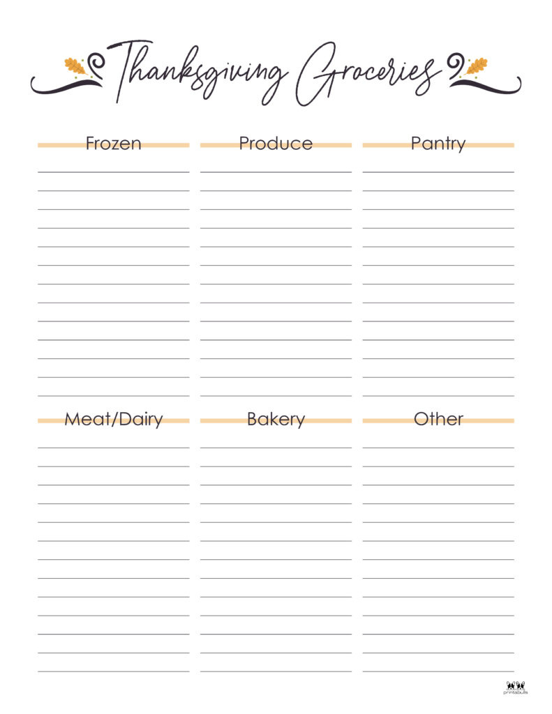 Thanksgiving Shopping Lists &amp;amp; Checklists - 30 Free Printables in Thanksgiving Shopping List Printable