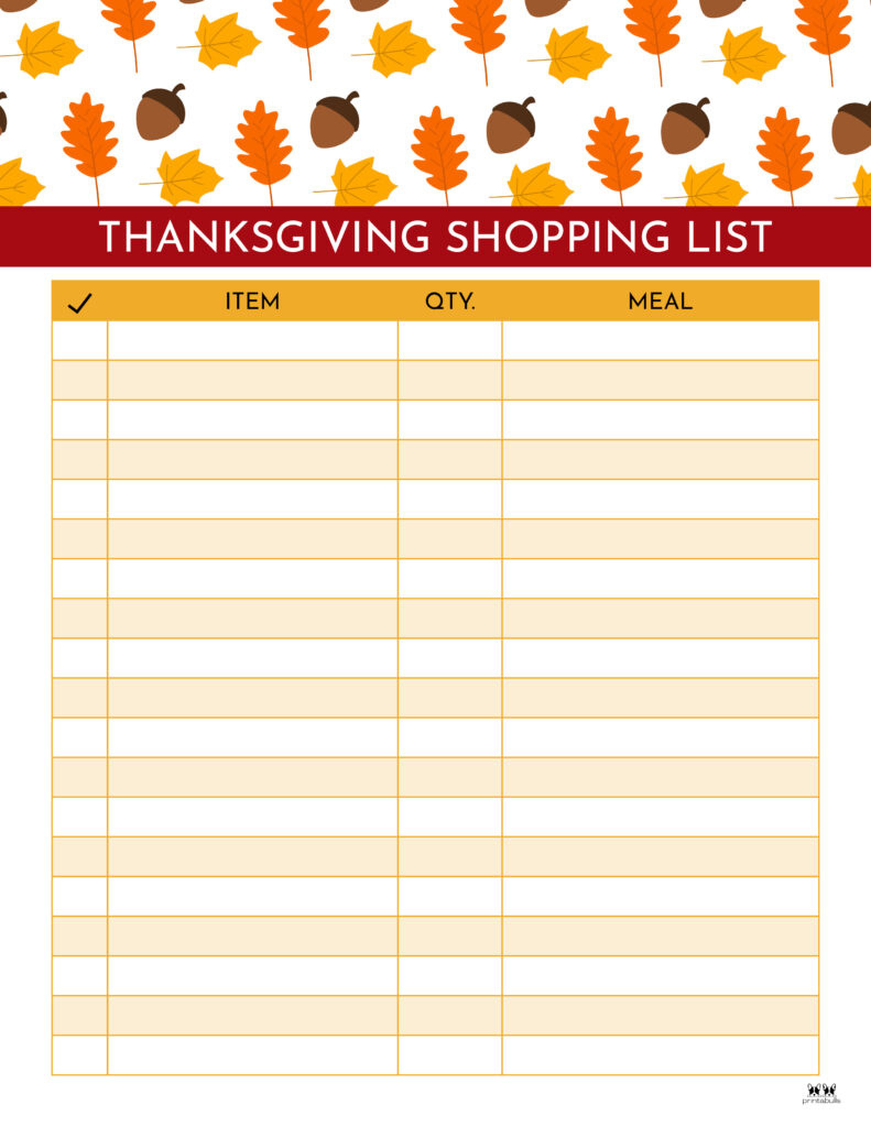 Thanksgiving Shopping Lists &amp;amp; Checklists - 30 Free Printables inside Thanksgiving Dinner Shopping List Printable