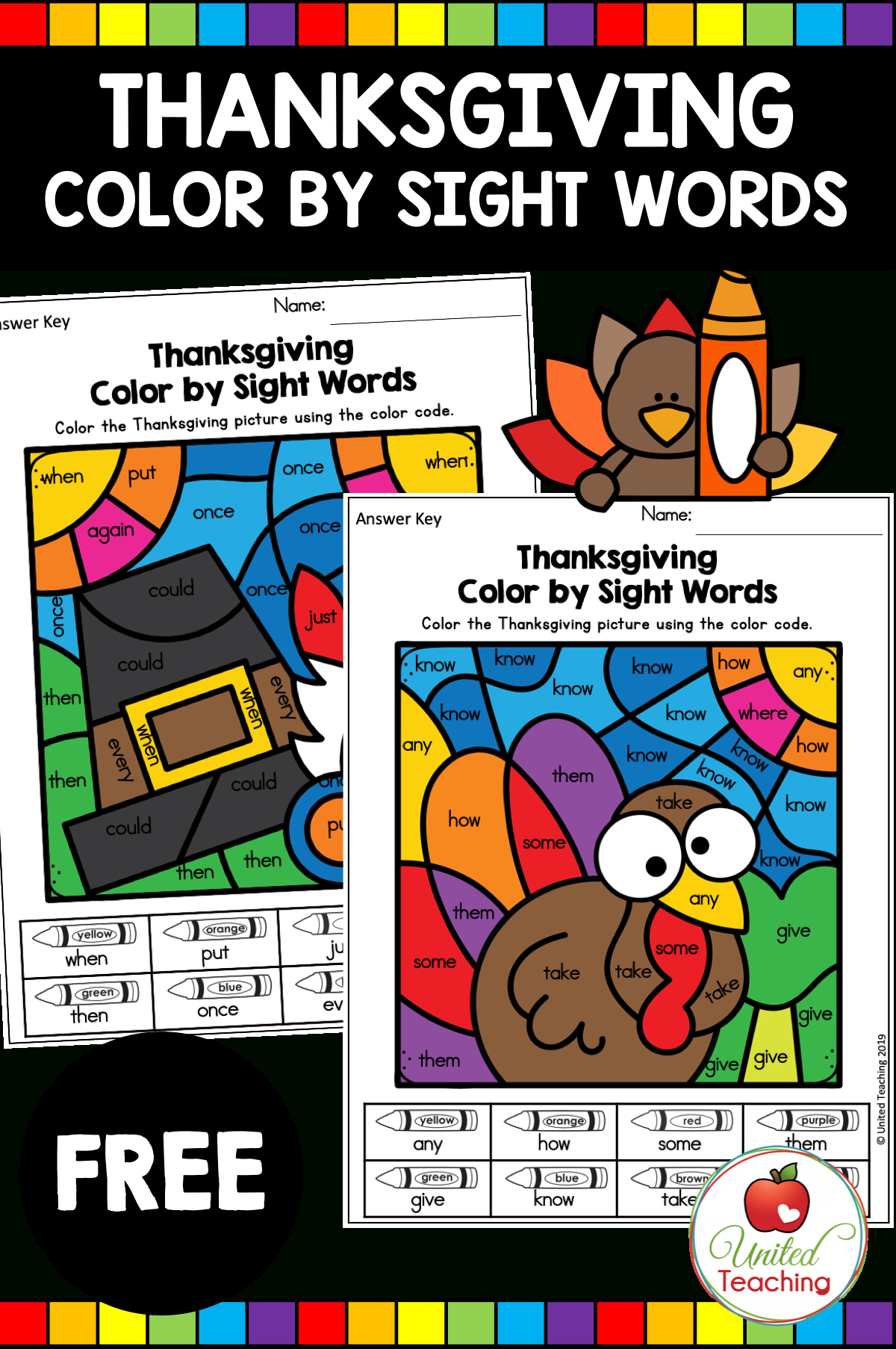 Thanksgiving Sight Words Activity Free intended for Thanksgiving Sight Word Worksheets