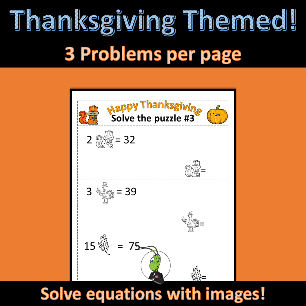 Thanksgiving Solving Equations Logic Puzzle | Algebra 1 - Classful pertaining to Algebra Thanksgiving Worksheets