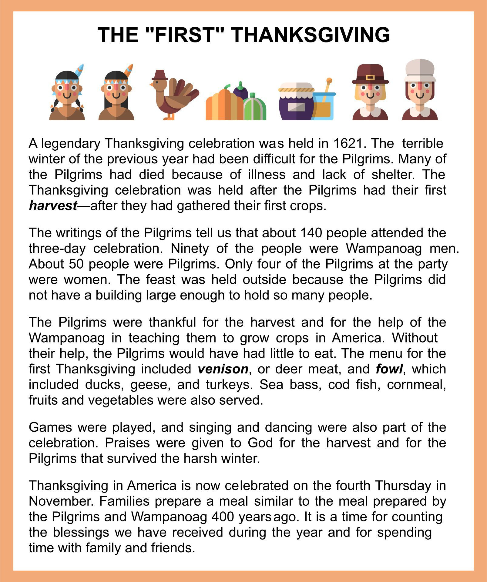 Thanksgiving Story - 13 Free Pdf Printables | Printablee for Story of Thanksgiving Printable