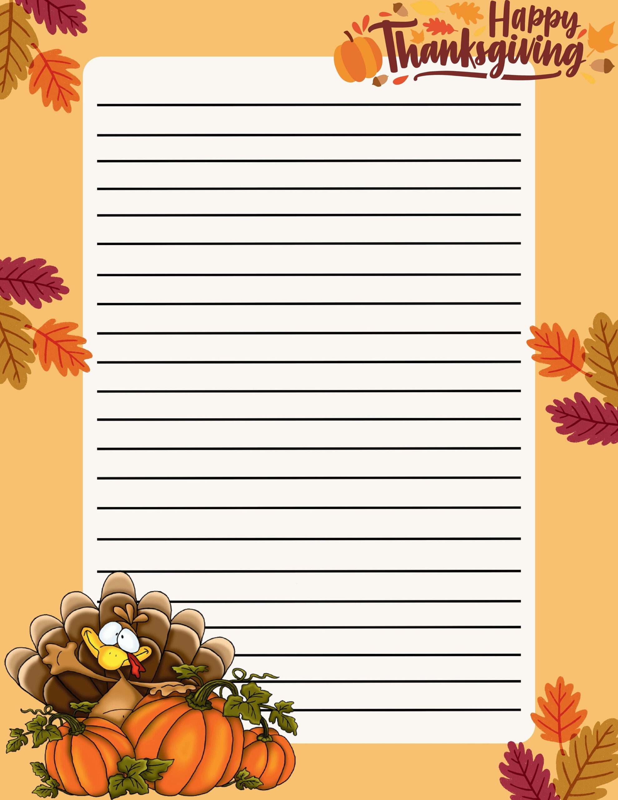 Thanksgiving Themed Collection 8 Lined &amp;amp; Unlined Memo And Letter with Printable Thanksgiving Stationery