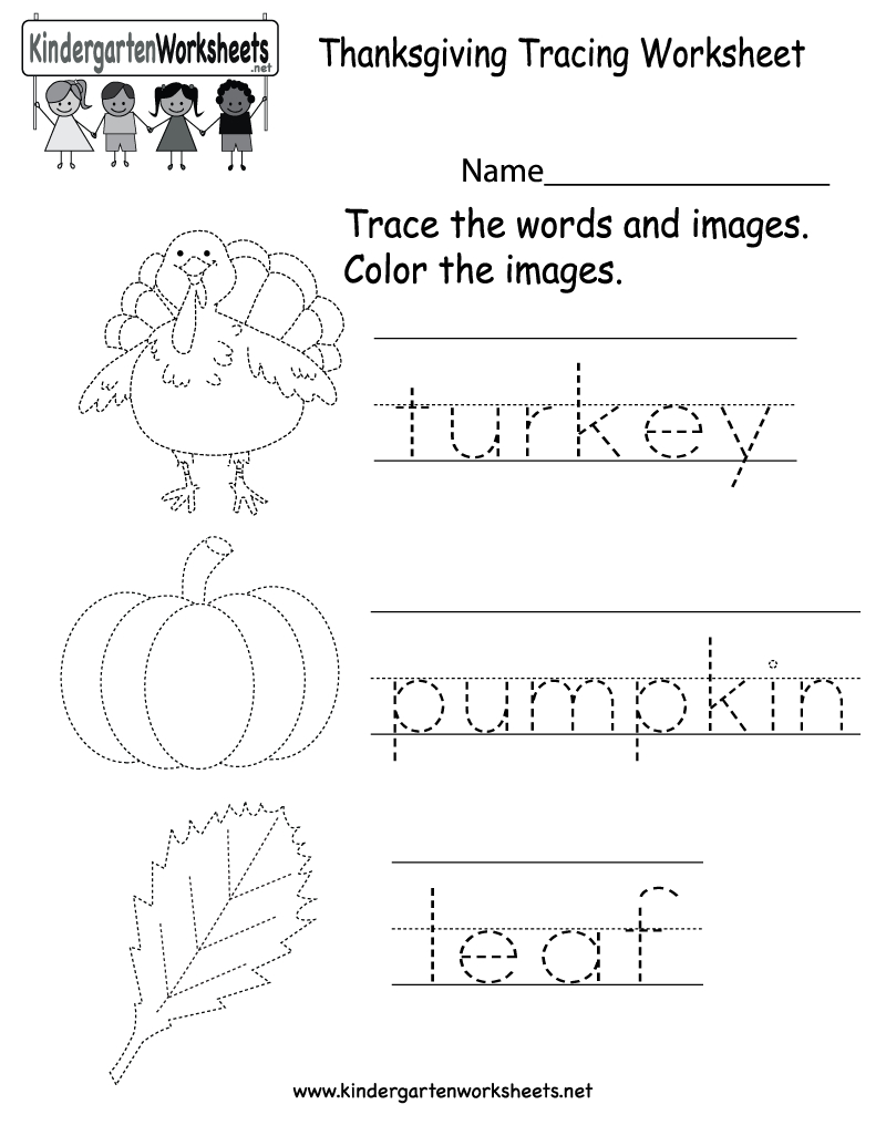 Thanksgiving Tracing Worksheet for Preschool Worksheets For Thanksgiving