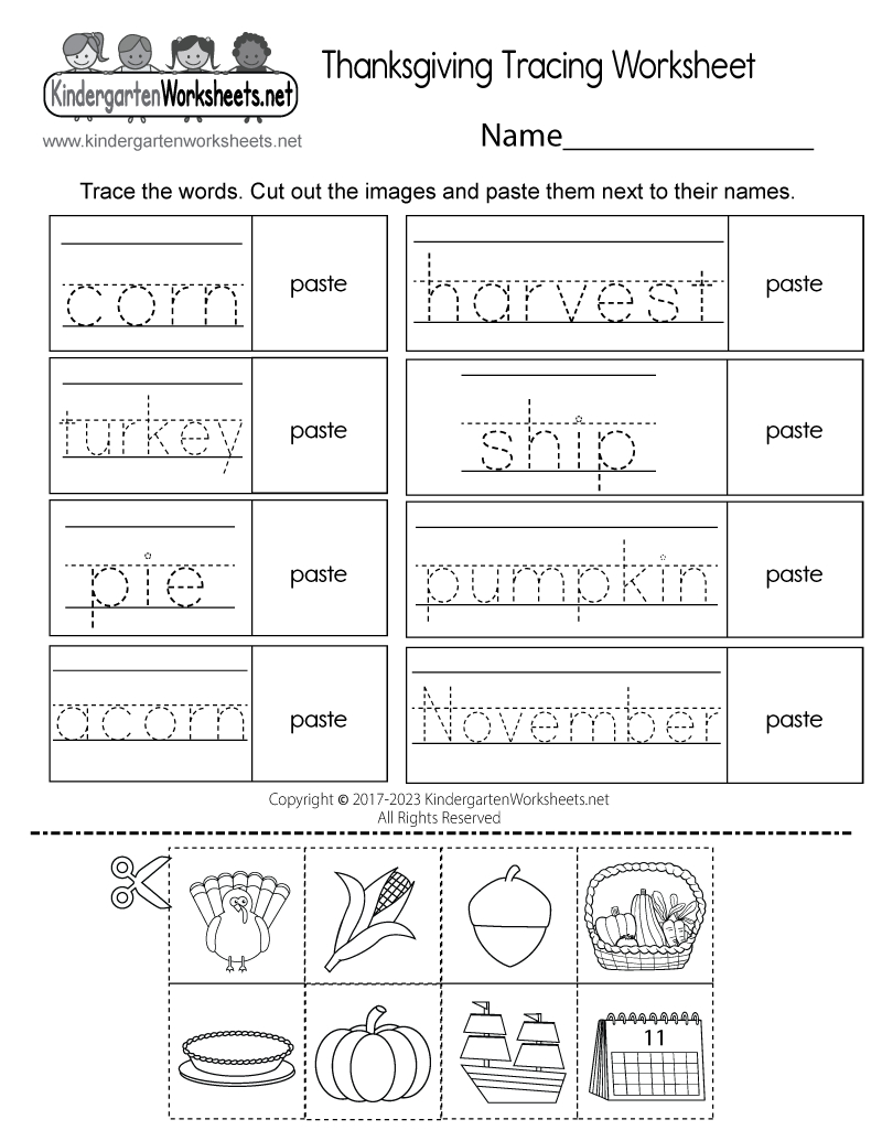 Thanksgiving Tracing Worksheet - Free Printable, Digital, &amp;amp; Pdf throughout Thanksgiving Kindergarten Worksheets Free Printable