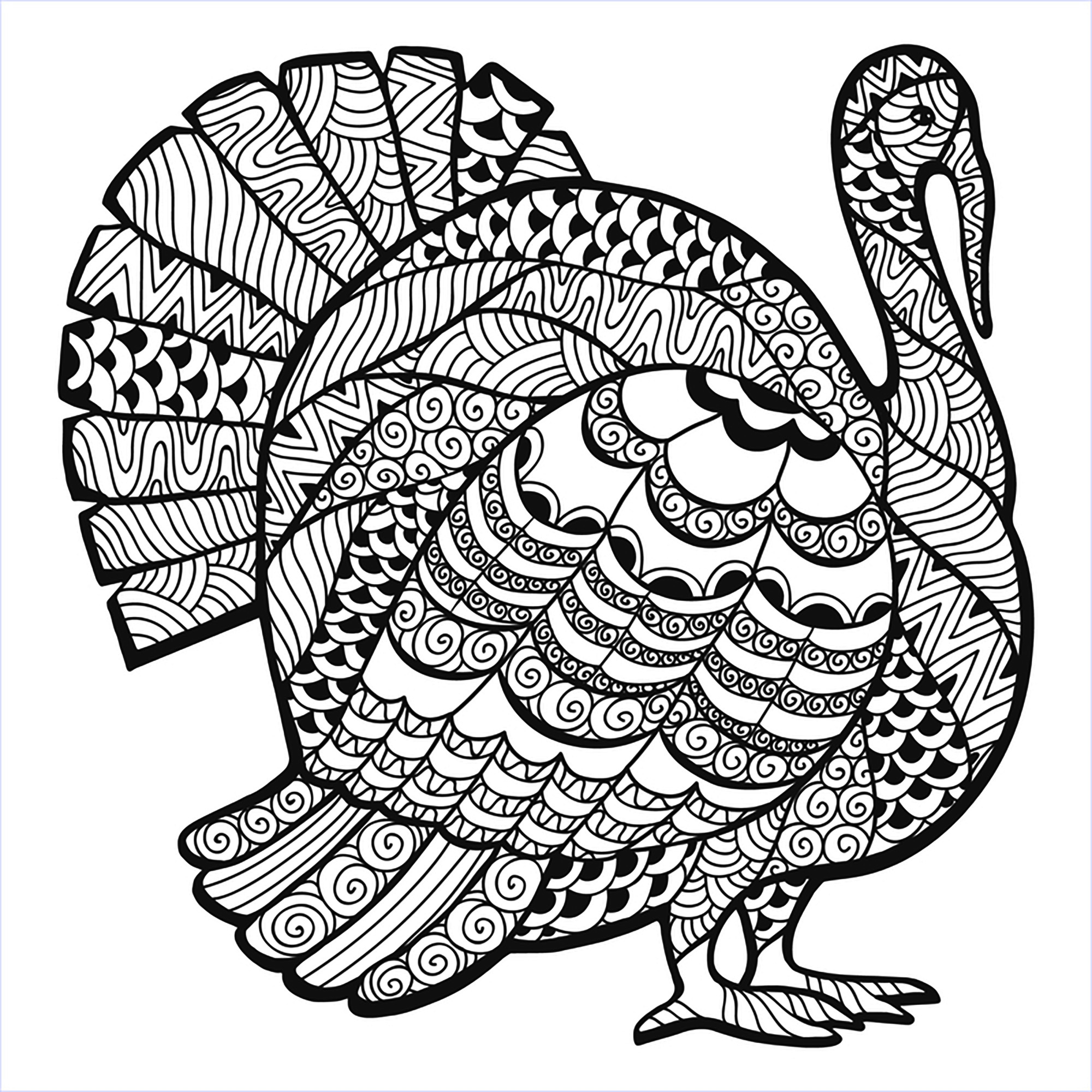 Thanksgiving Turkey With Zentangle - Thanksgiving Coloring Pages in Thanksgiving Free Printable Coloring Sheets