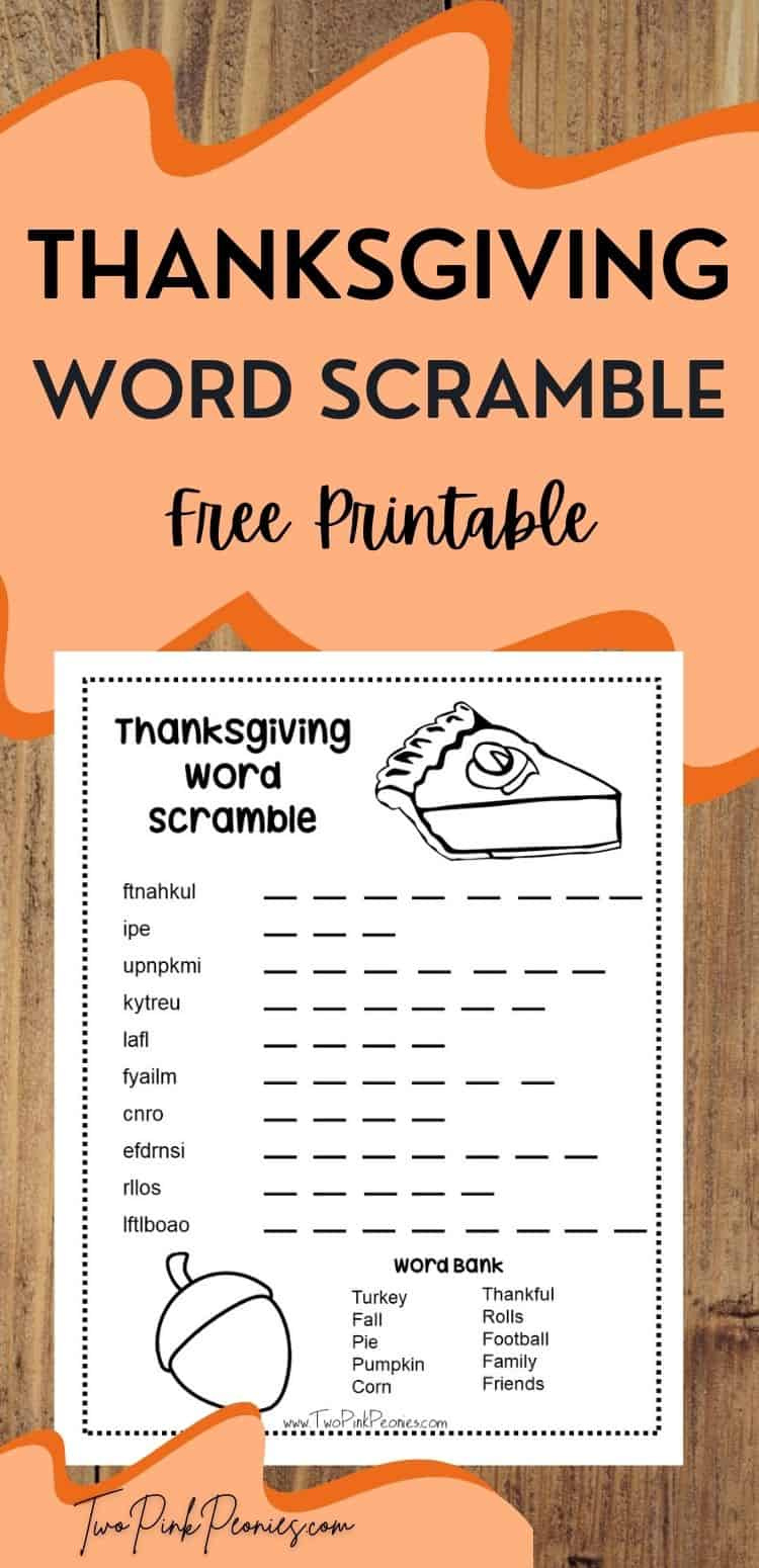 Thanksgiving Word Scramble With Answer Key {Instant Download} for Thanksgiving Challenge Worksheet Answer Key