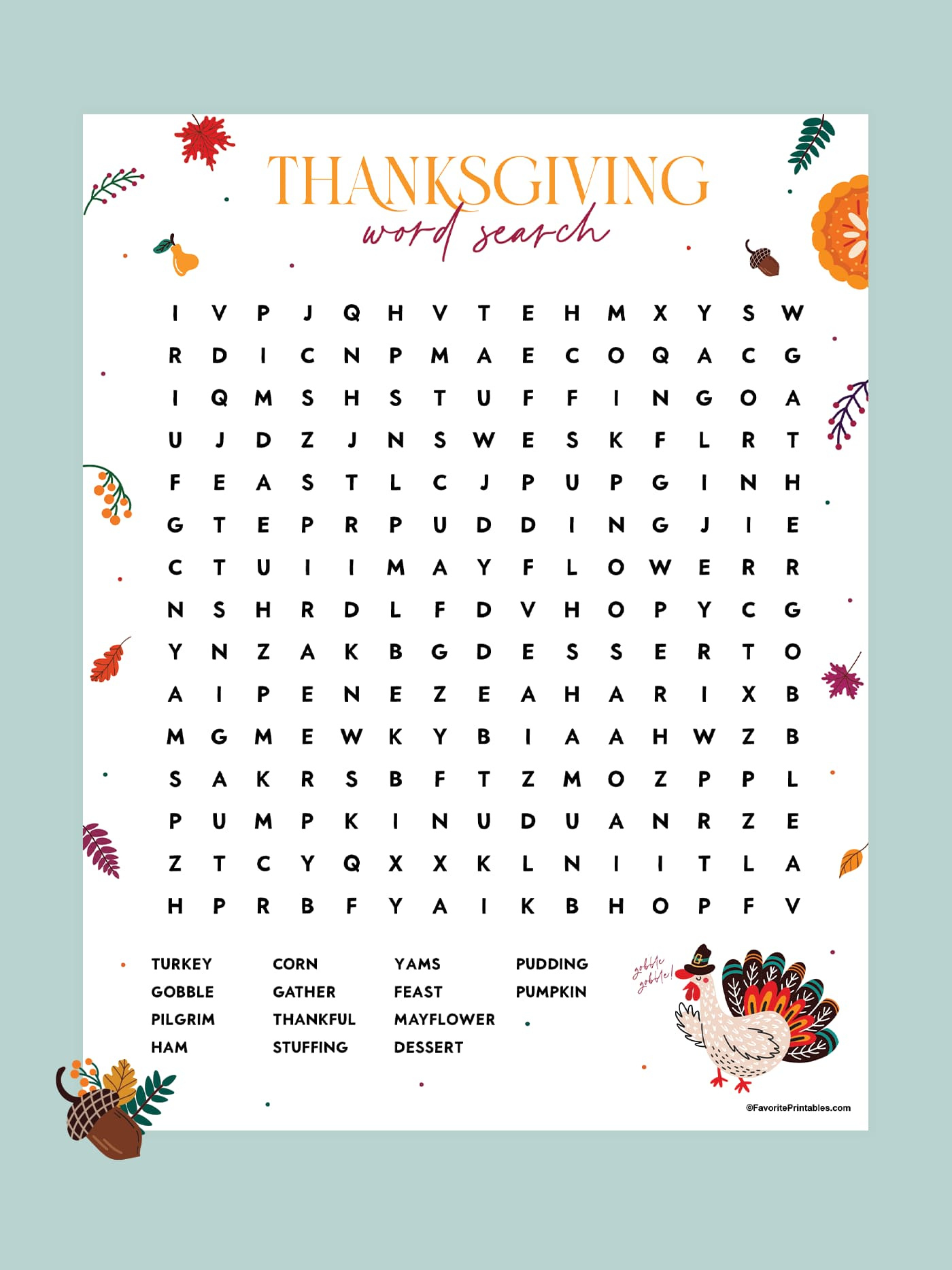 Thanksgiving Word Search, Free Printable For Kids! - Favorite inside Printable Thanksgiving Word Search