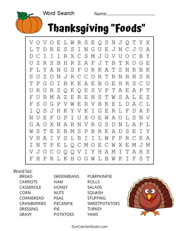 Free Printable Thanksgiving Word Puzzles