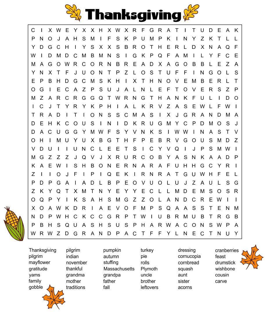 Thanksgiving Word Search Puzzles - 15 Free Pdf Printables | Printablee intended for Free Printable Thanksgiving Word Search Puzzles