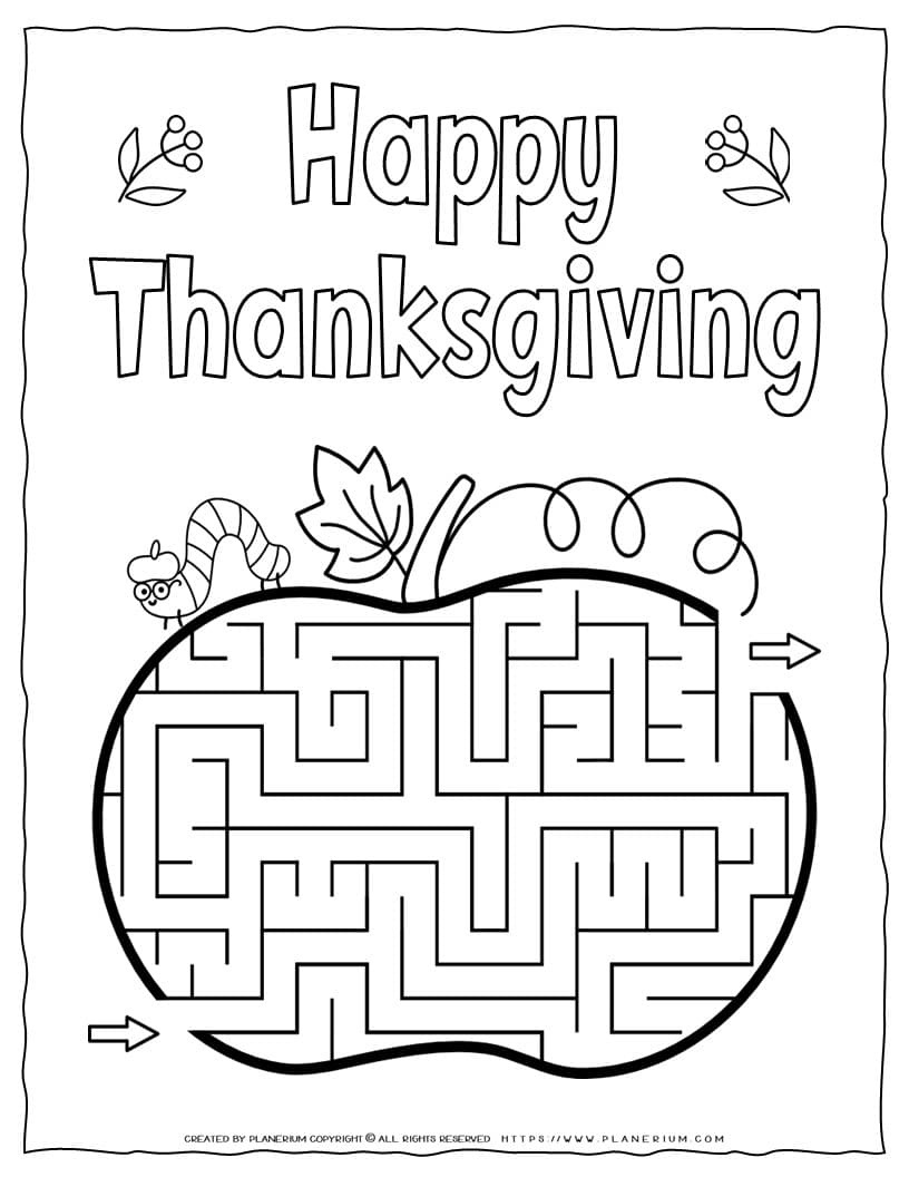 Thanksgiving Worksheet - Pumpkin Maze | Planerium in Happy Thanksgiving Worksheets