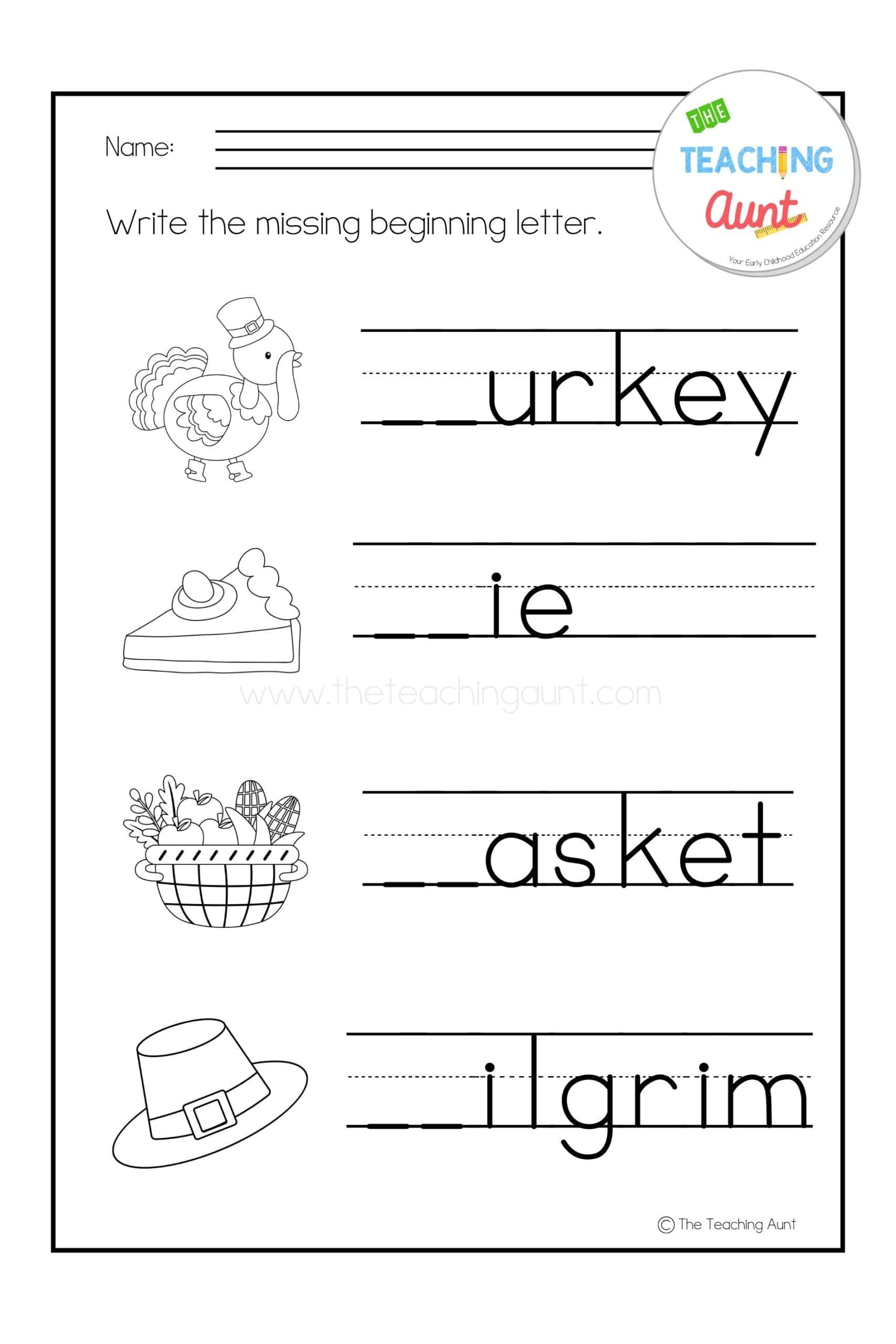 Thanksgiving Worksheets For Preschool - The Teaching Aunt for Free Preschool Thanksgiving Worksheets