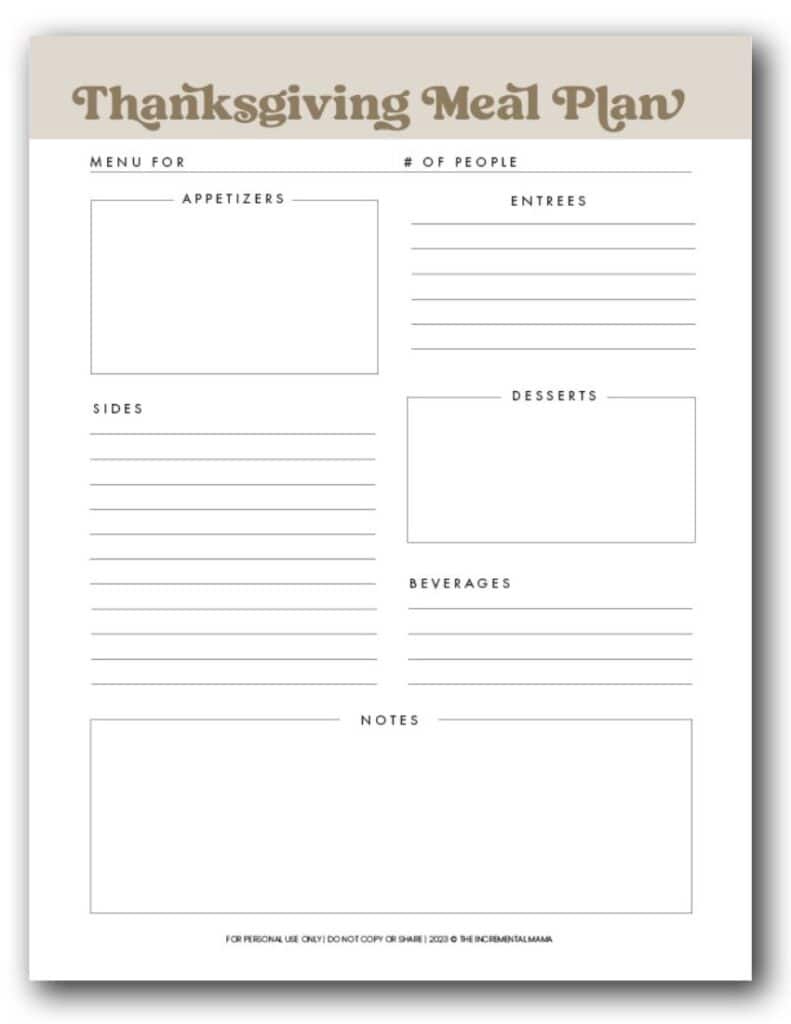 The Best Free Printable Thanksgiving Planner (8 Pages) - The for Thanksgiving Meal Planning Worksheet