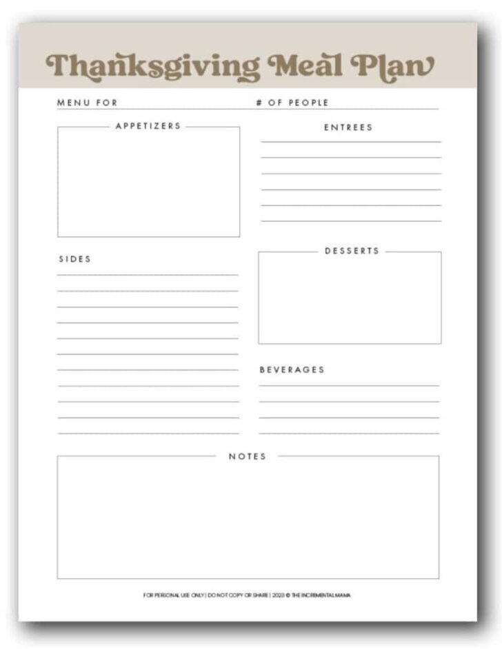 Thanksgiving Planner Free Printable