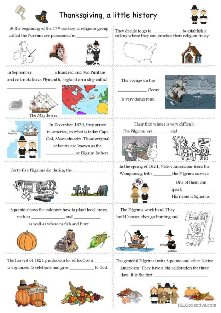 Thanksgiving History Worksheets